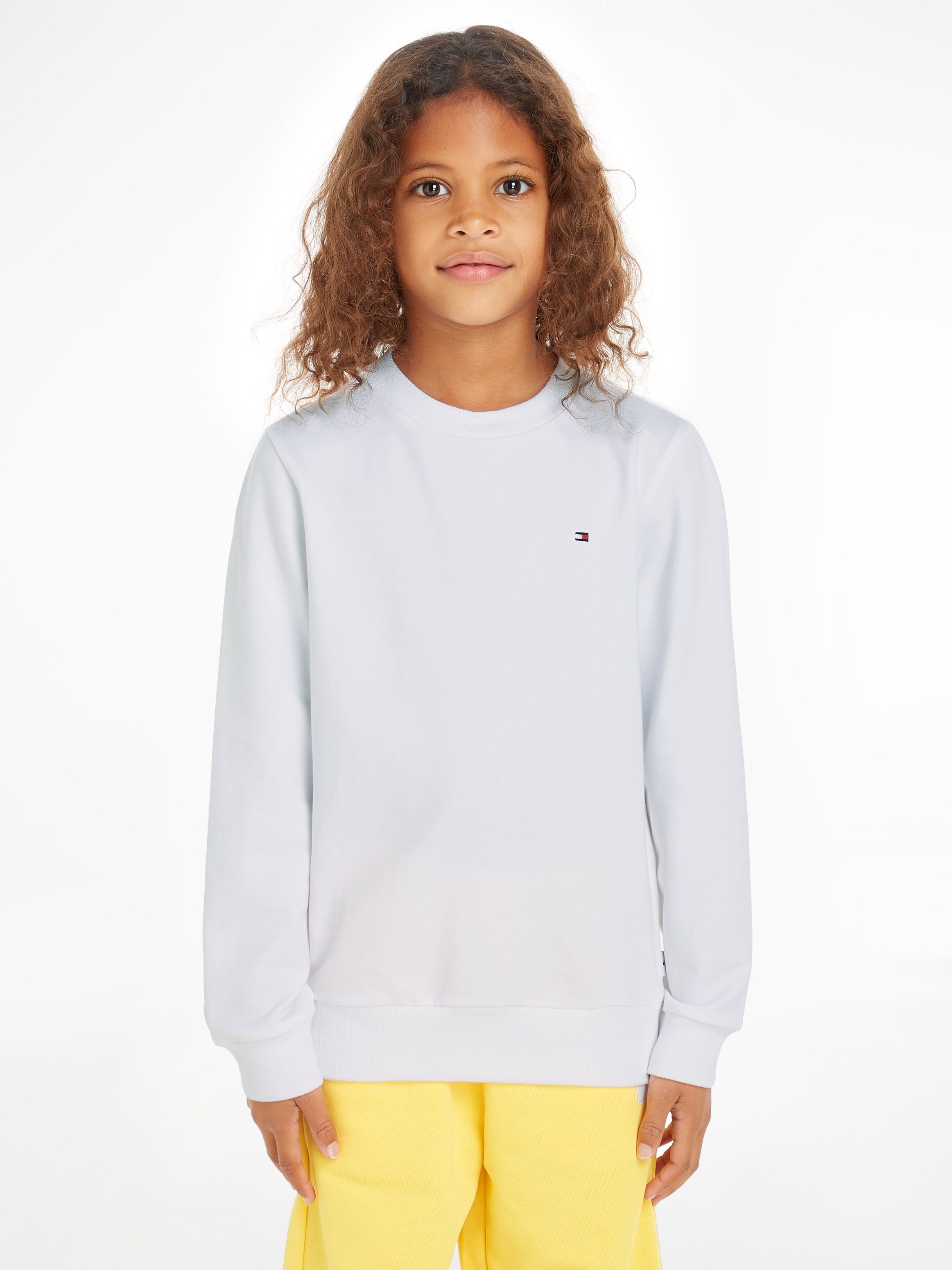 Tommy White Tommy Logo-Flag Sweatshirt SOLID SWEATSHIRT Hilfiger Hilfger mit