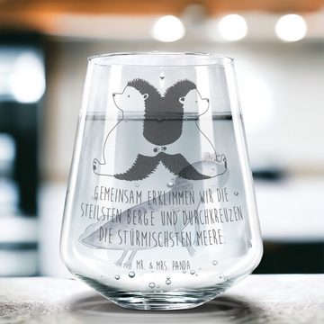 Mr. & Mrs. Panda Glas Igel händchenhaltend - Transparent - Geschenk, Verlobung, Hocheitstag, Premium Glas, Elegantes Design
