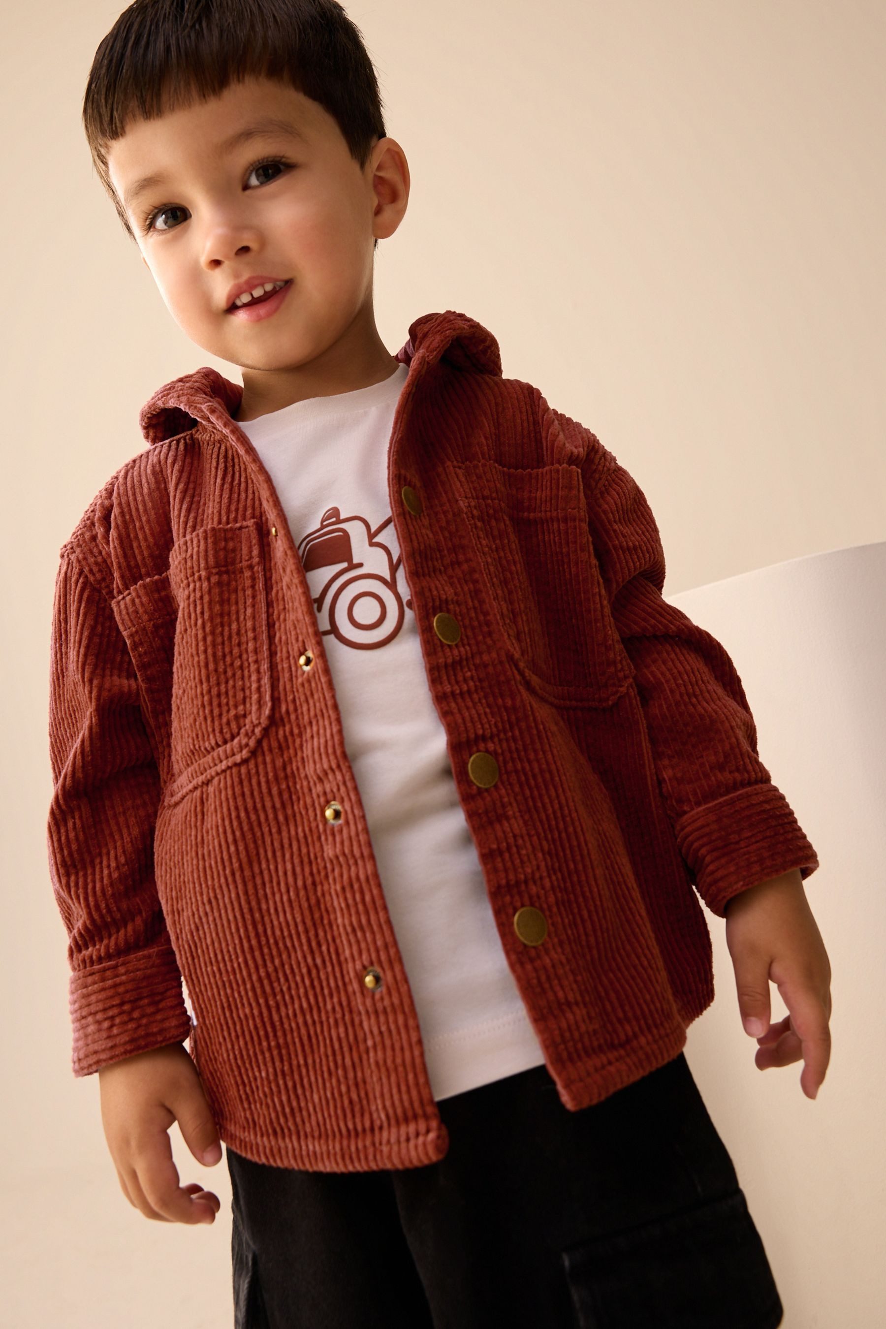 Next Outdoorhemd Cordjacke mit Kapuze und T-Shirt, 2er-Set (2-tlg)