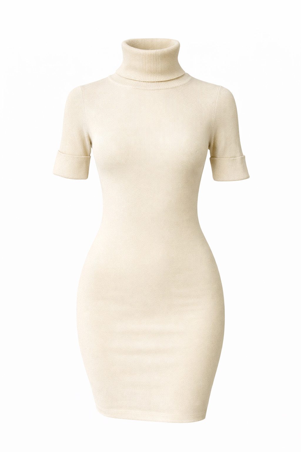Mississhop Strickkleid Damen Strickkleid mit Rollkragen - Kurzarm, Knielang günstig online kaufen