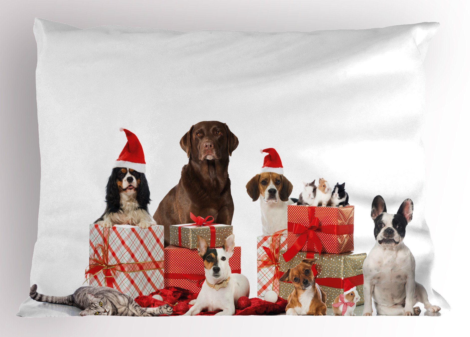 Kissenbezüge Dekorativer Standard King Size Gedruckter Kissenbezug, Abakuhaus (1 Stück), Weihnachten Haustiere Wunderkisten