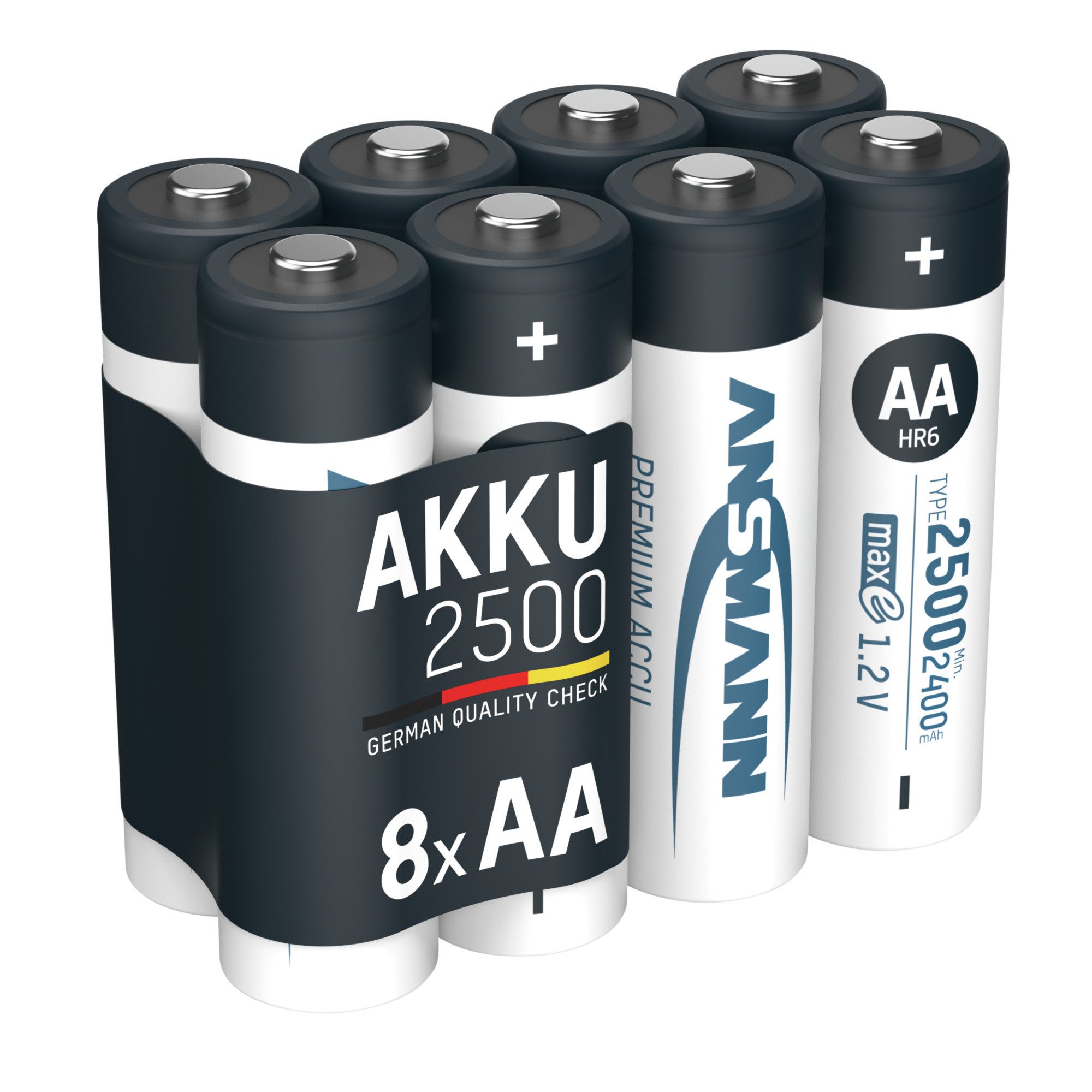 ANSMANN AG Akku Mignon AA 2500mAh 1,2V NiMH, 8 Stück Akku 2500 mAh (1.2 V)