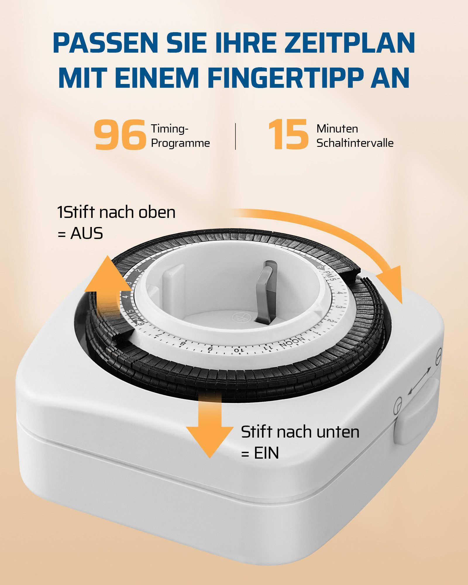 DEWENWILS Zeitschaltuhr Steckdose, mechanisch, 2er Set, 24h Zeitschaltuhr Analog, Timer