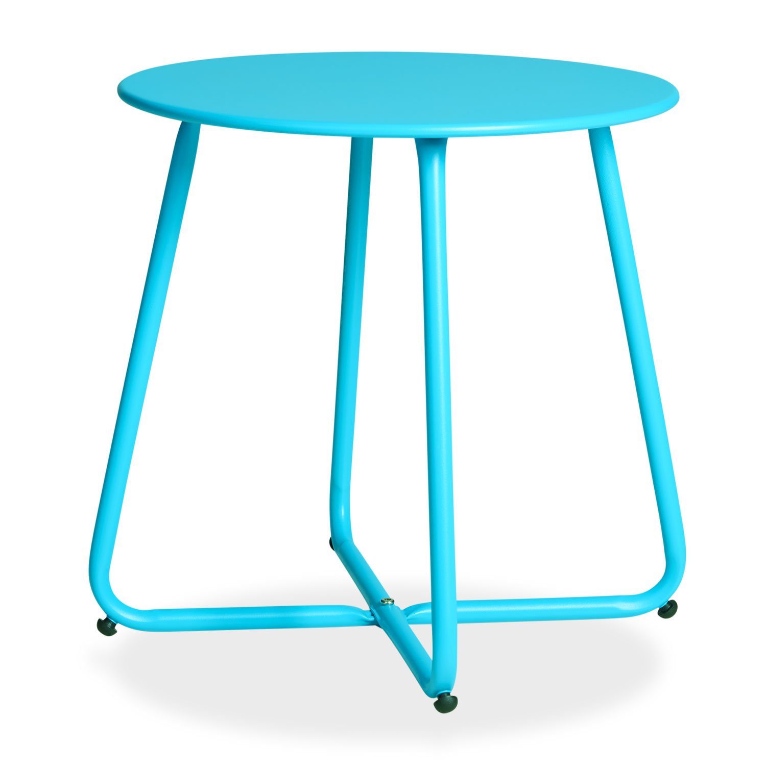 Homestyle4u Beistelltisch Gartentisch Rund Metall Balkontisch Tisch Kaffeetisch 45cm Durchmesser, Blau