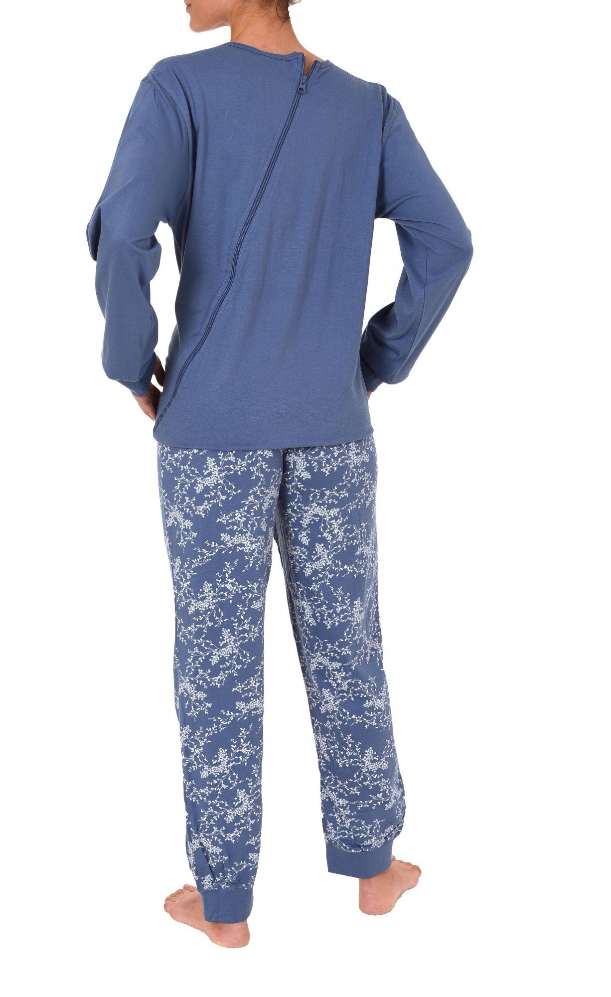 Normann Care Pyjama Damen 261 270 Bein Reissverschluss und am Rücken am langarm mit Pflegeoverall 90 100