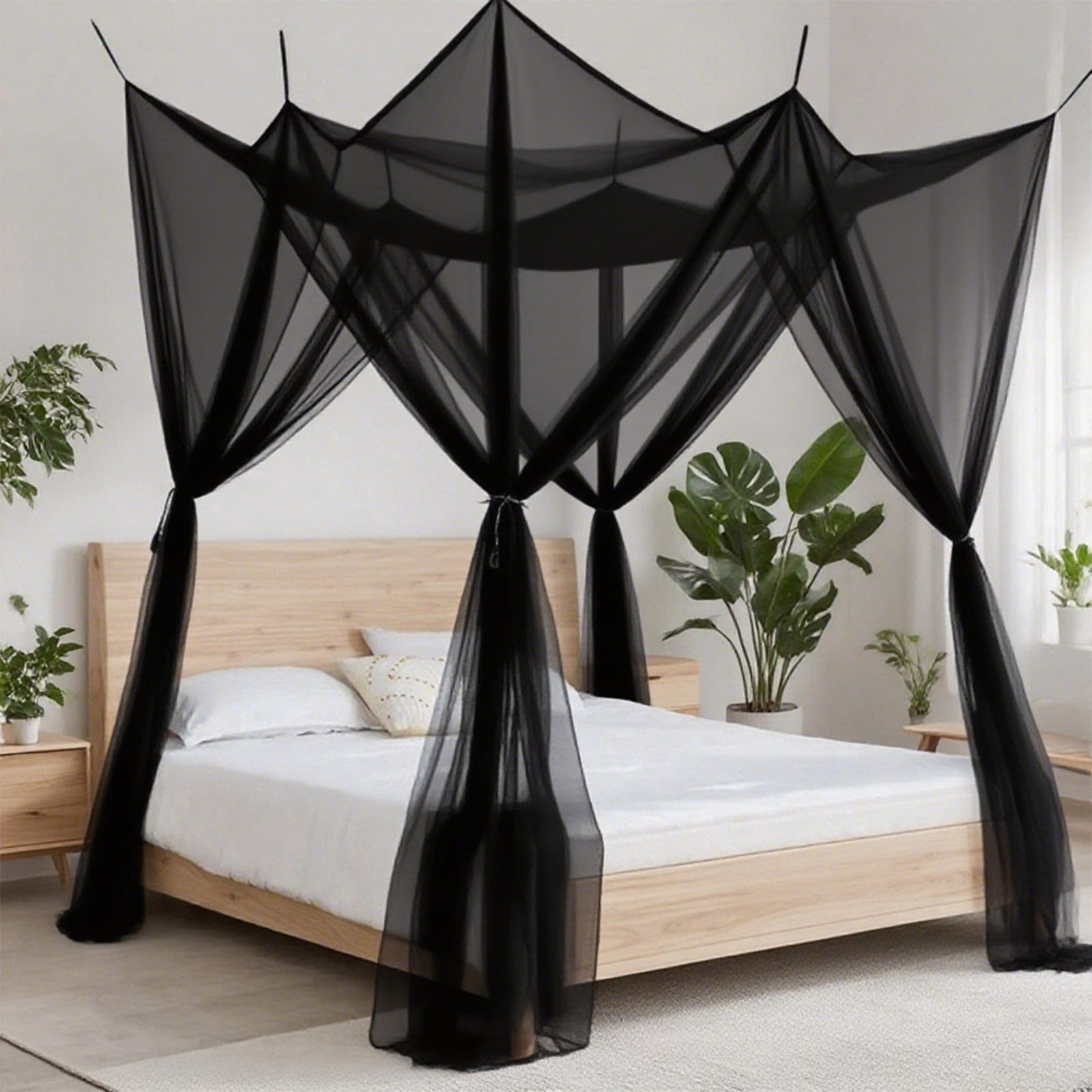 BTTO Moskitonetz Universal Bett-Moskitonetz 4 Ecken Mückennetz Bett In-/ Outdoor, Große Dichtem Netz Insekten-Schutz Fliegennetz Bett für Balkon Camping