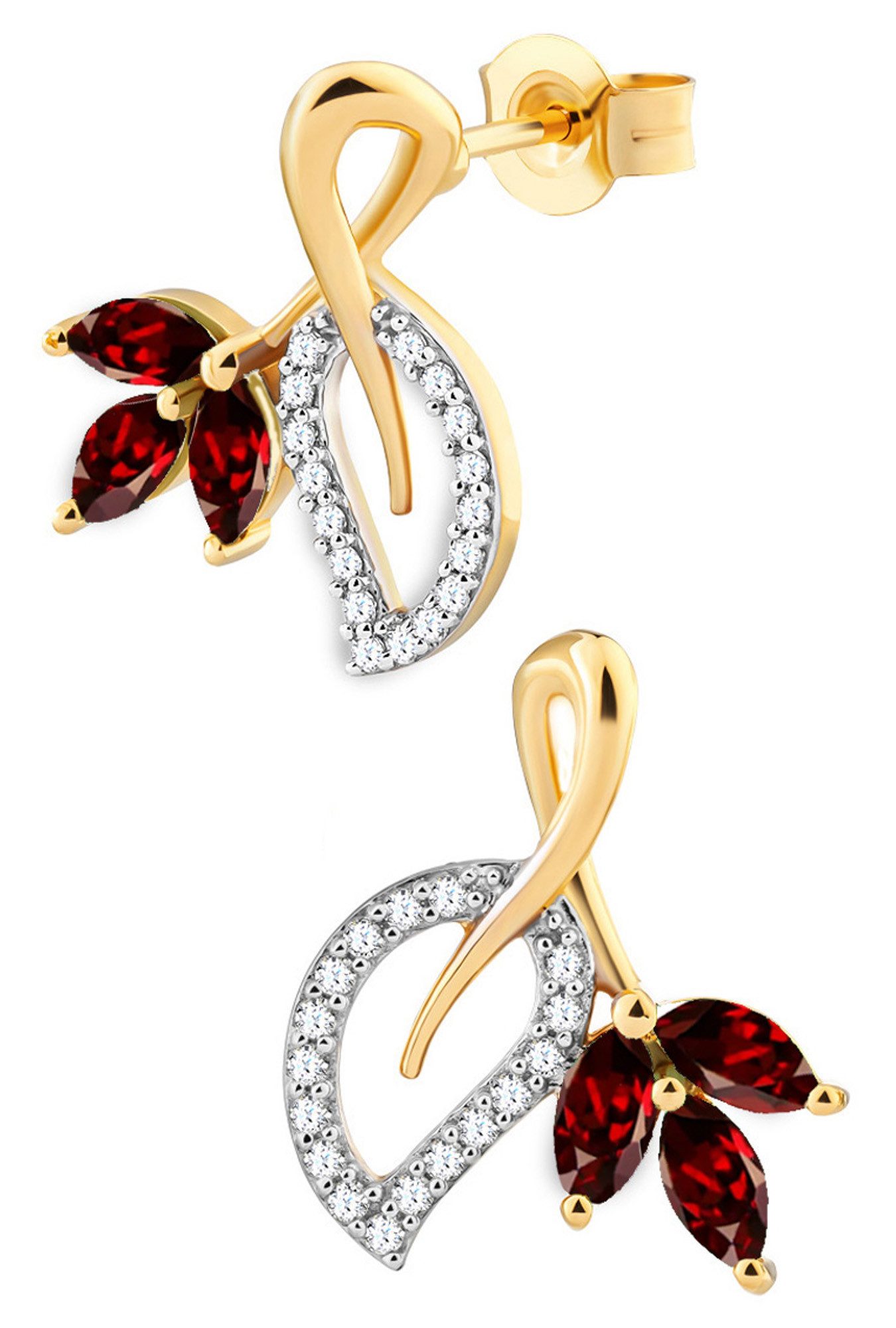 Limana Paar Ohrstecker echte rote Granat 925 Silber Damenohrringe Goldohrri günstig online kaufen