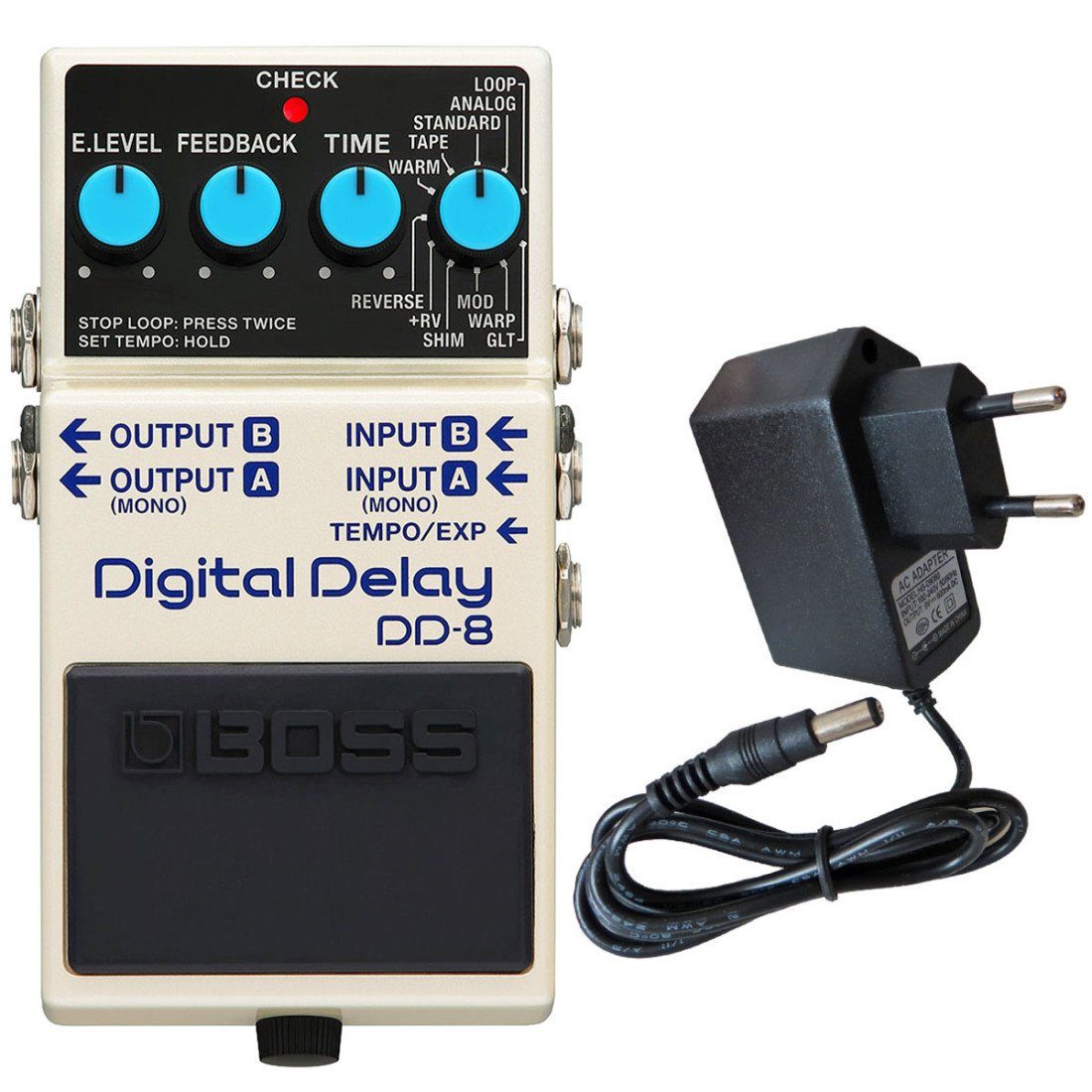 E-Gitarre Boss DD-8 Digital Delay Effektgerät mit Netzteil