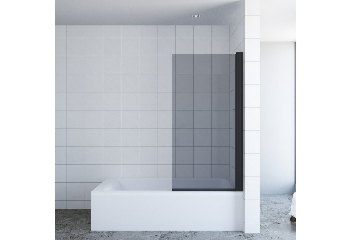 Thumbnail - AQUALAVOS Badewannenaufsatz Badewannenaufsatz 70/80 cm 1 Teilig Glas Duschwand Höhe: 140 cm, 5 mm Einscheiben-Sicherheit...