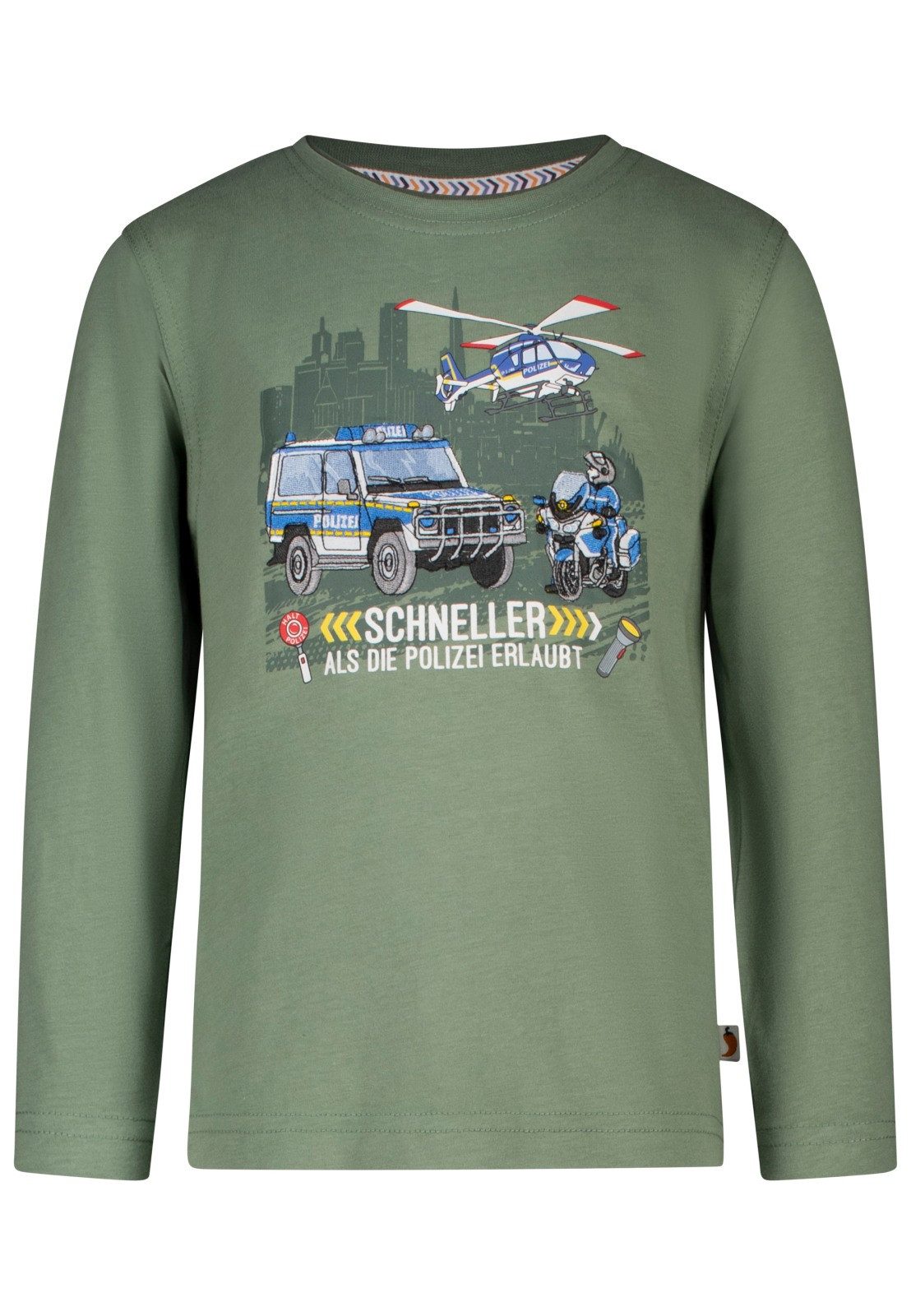 SALT AND PEPPER Langarmshirt Salt & Pepper Jungen Polizeifahrzeuge Langarmshirt light green (1-tlg)