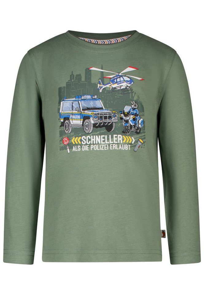 SALT AND PEPPER Langarmshirt Salt & Pepper Jungen Polizeifahrzeuge Langarmshirt light green (1-tlg)