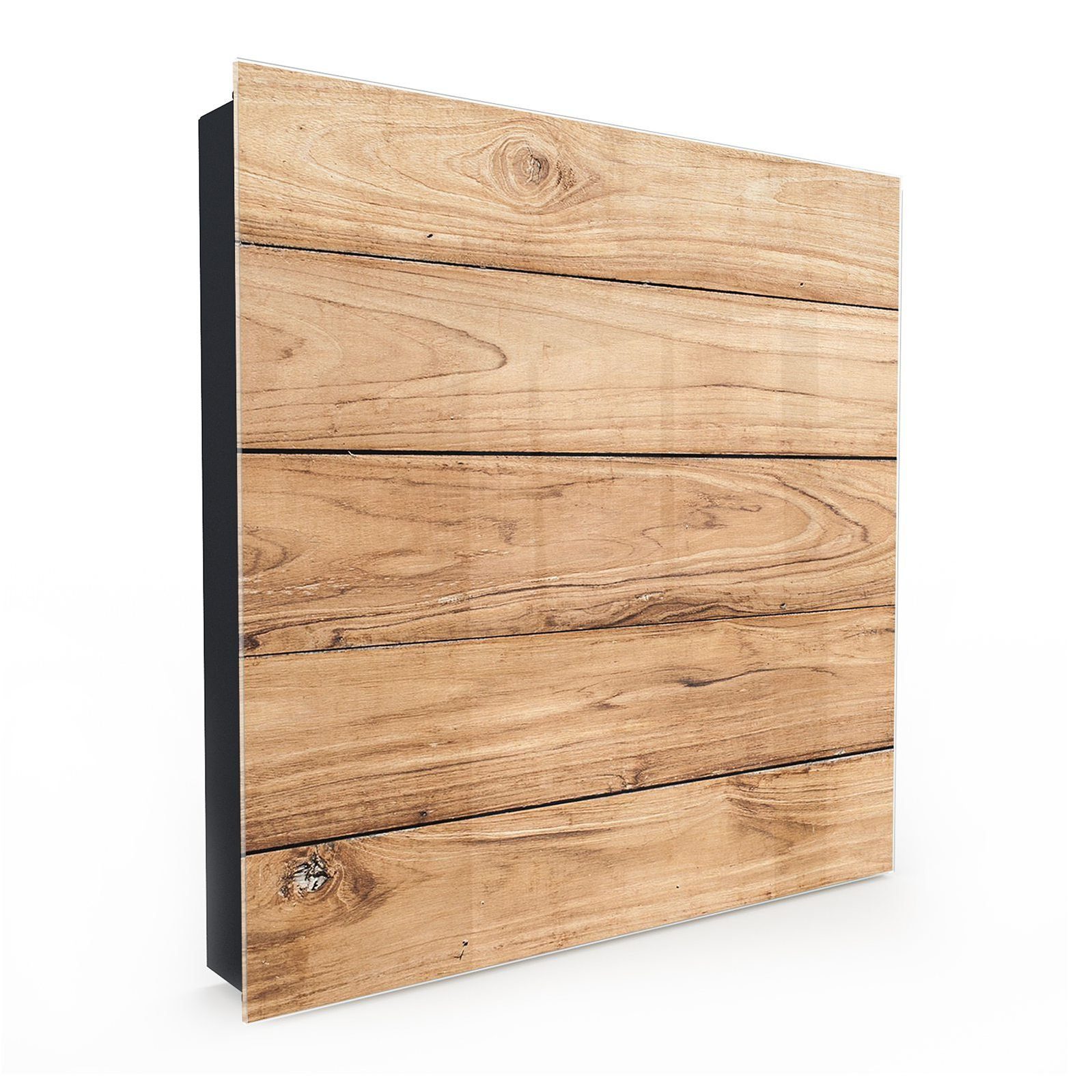 Primedeco Schlüsselkasten Magnetpinnwand und Memoboard mit Glasfront Motiv Holzhintergrund (1 St)