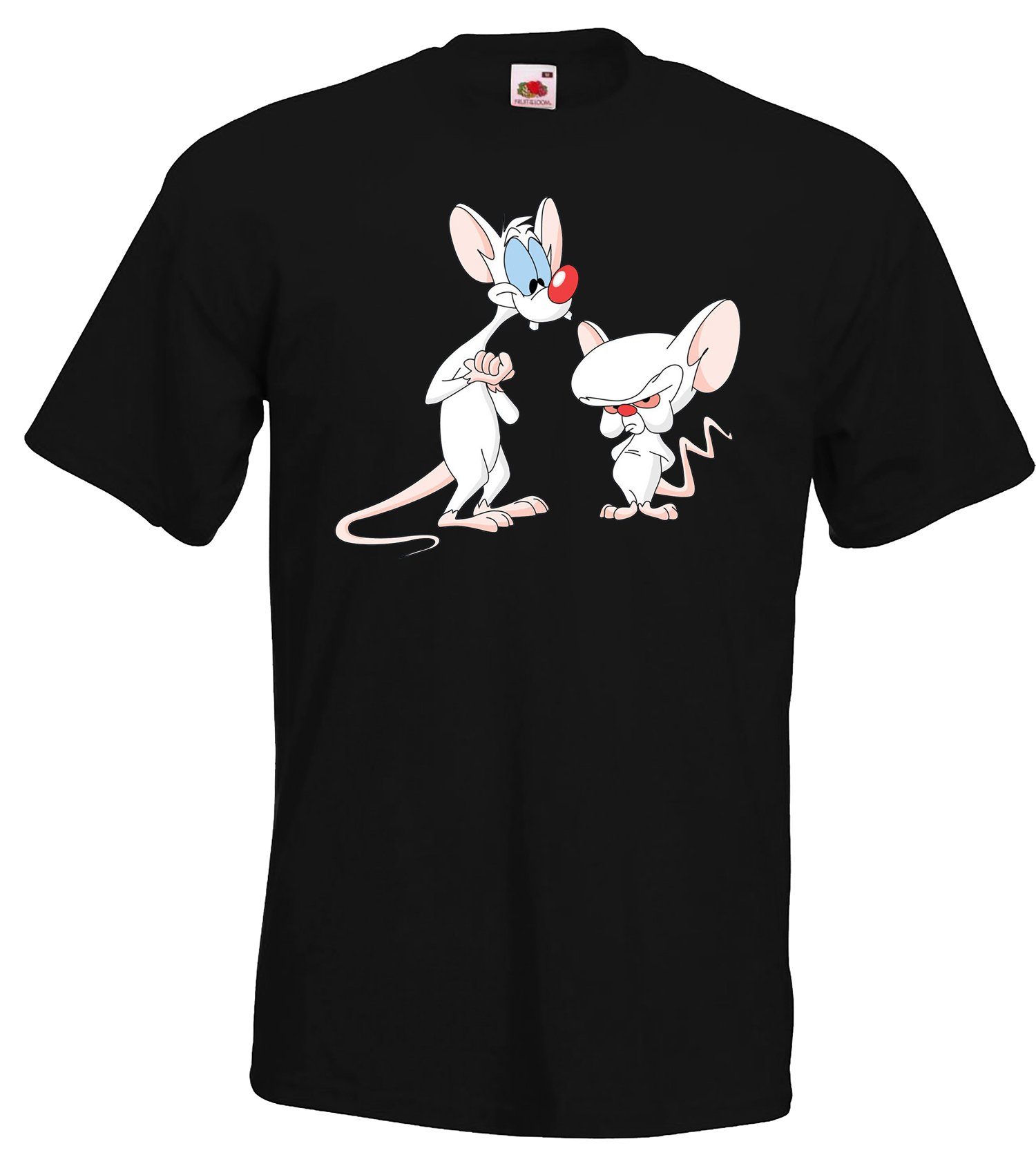 Youth Designz T-Shirt Brain und Pinky T-Shirt für Herren mit trendigem Frontprint Schwarz