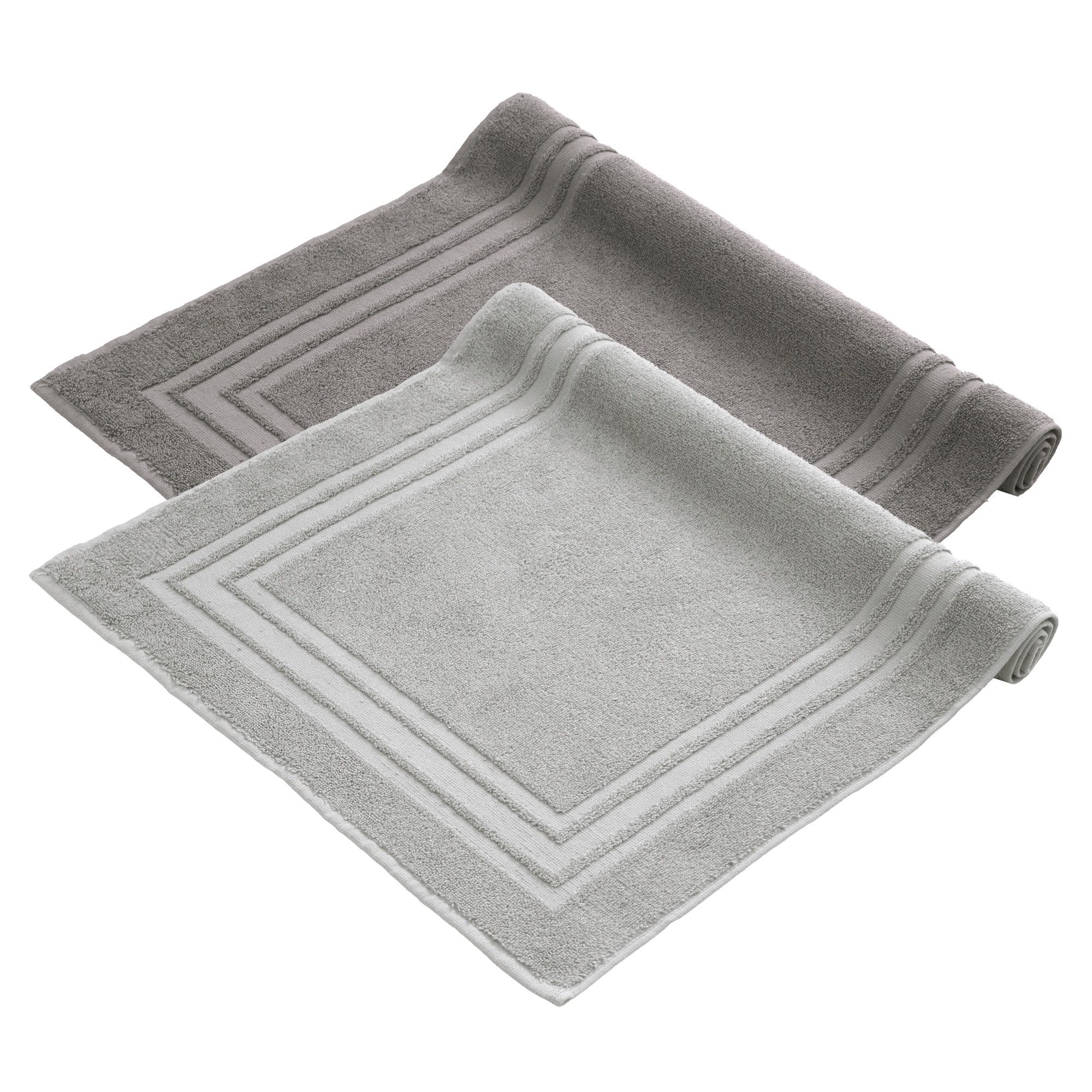 Komfortec Badematte Badvorleger aus 100% Baumwolle, Waschbar Duschmatte, Frottee, Rechteckig, 600 g/m², 2er Set, Saugfähig & Schnelltrocknend