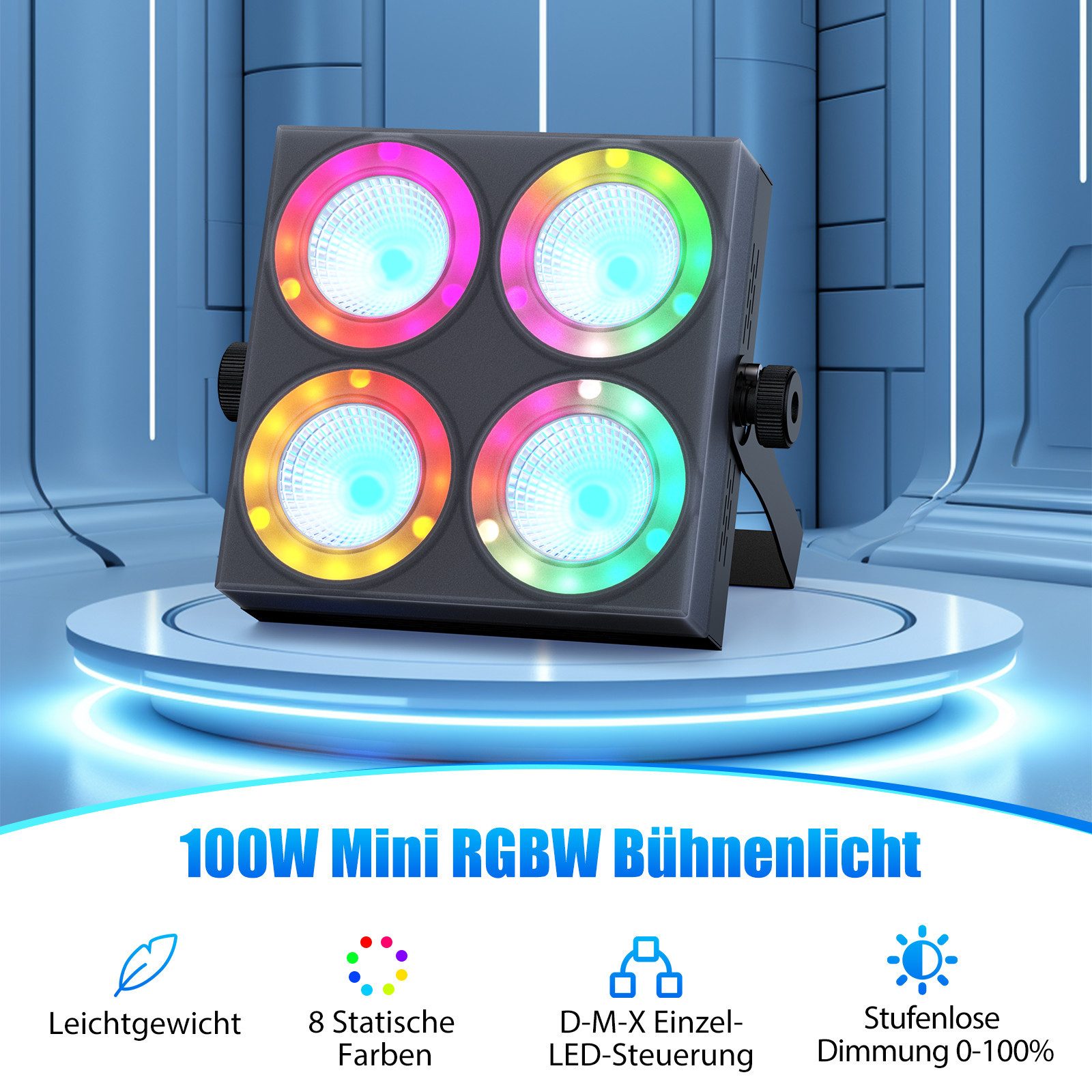 ZonQoonz Discolicht Mini 100W LED Wash Par Light DMX Sound-aktiviert für Bars Clubs KTV