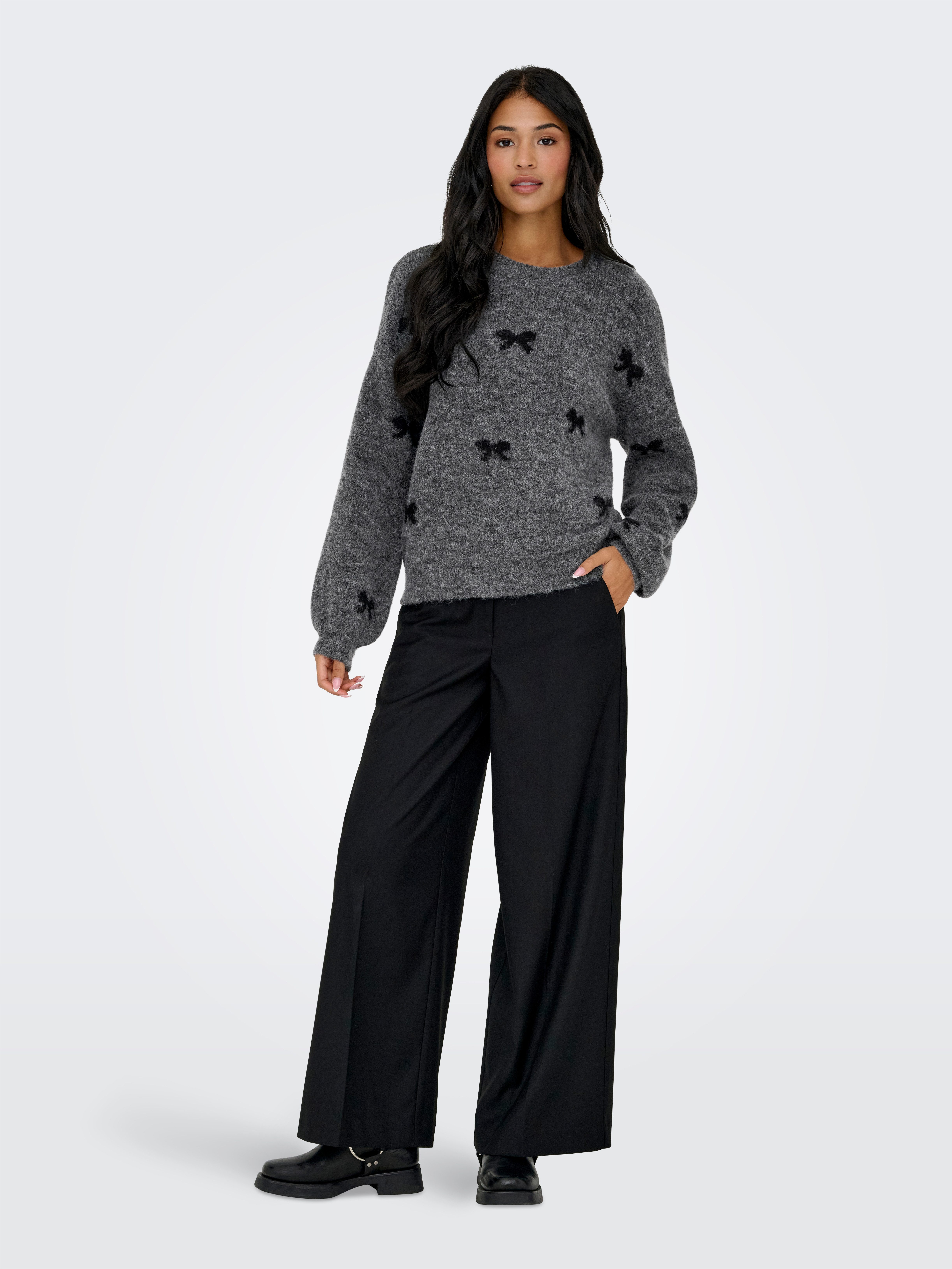 ONLY Rundhalspullover ONLBRUNHILDA LIFE LS BOW O-NECK KNT