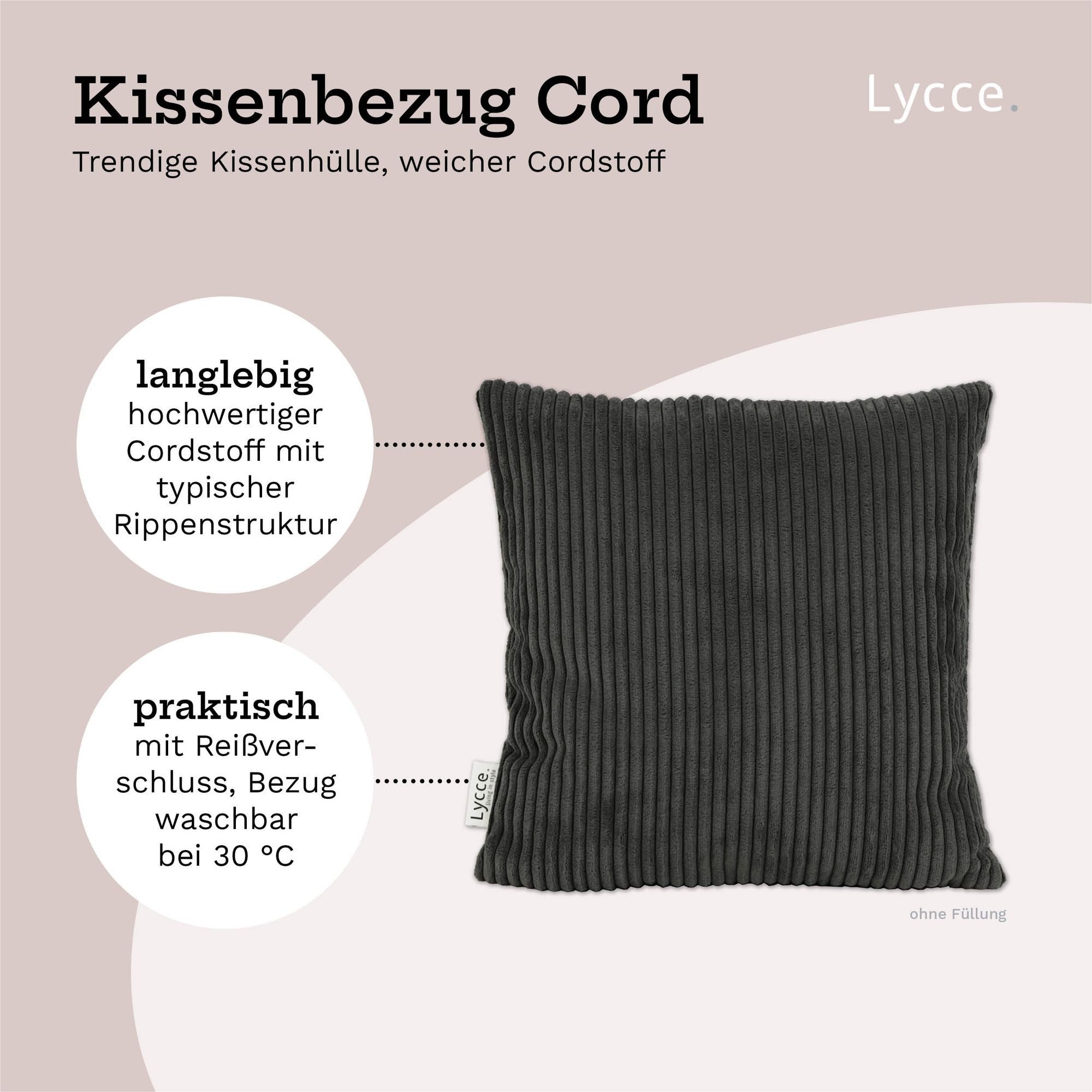 Lycce Dekokissen Kissenbezug 2er Set CORD Stoff (40 x 40 cm) mit Reißversch günstig online kaufen