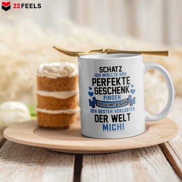 22Feels Tasse Verlobte Geschenk Frauen Verlobung Bekannt Geben Heiratsantrag, Keramik, Made in Germany, Spülmaschinenfest