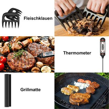 Vicbuy Grillbesteck-Set, (Set, 25 tlg), BBQ Tool Edelstahl Grillkoffer&Matte