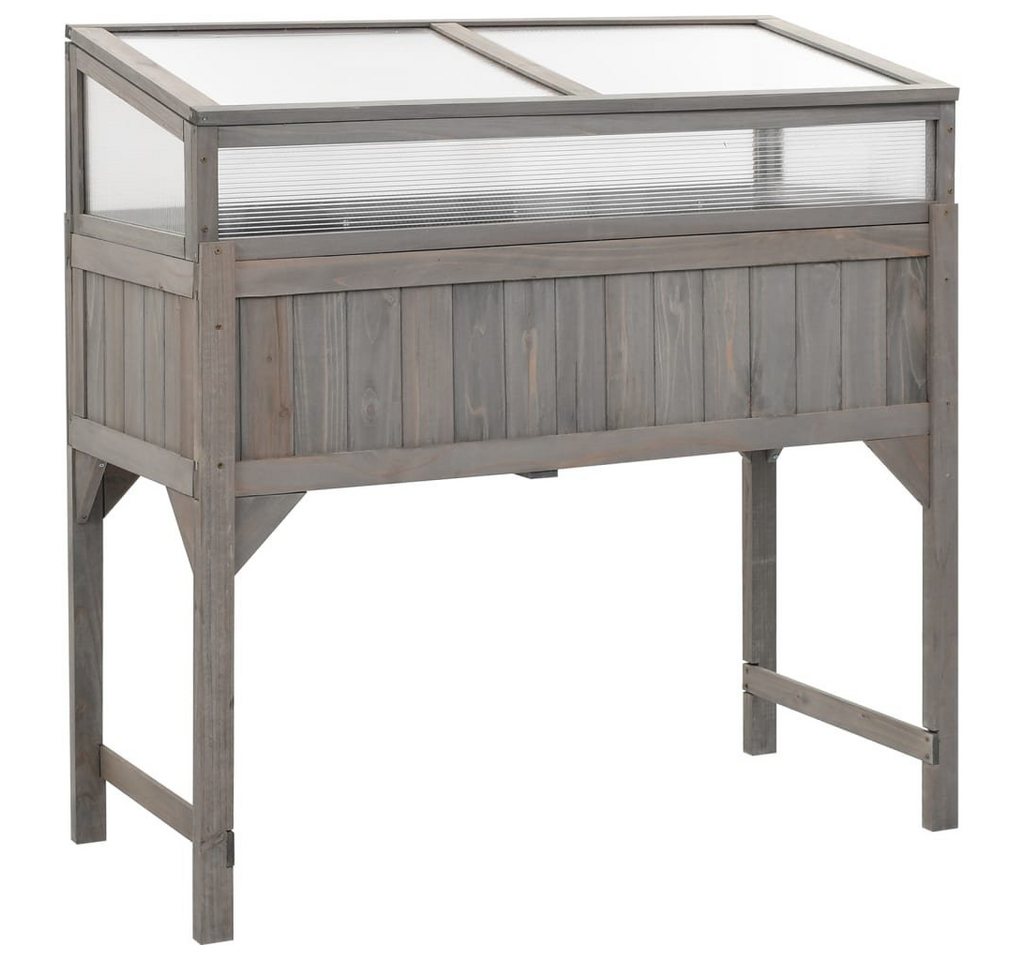 furnicato Hochbeet mit Gewächshaus 110x54x120 cm Massivholz Tanne grau furnicato Hochbeet mit Gewächshaus 110x54x120 cm Massivholz Tanne grau