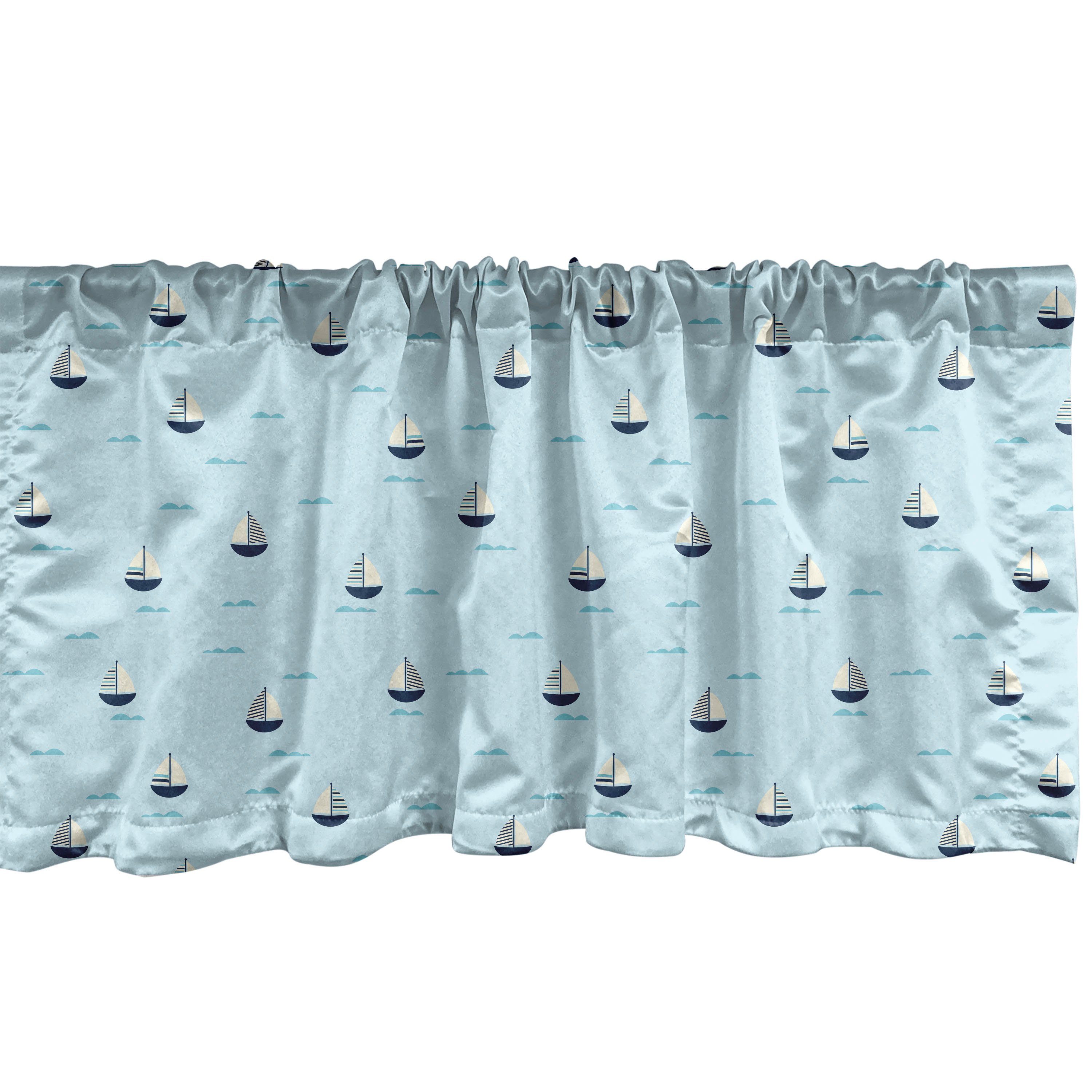 Scheibengardine Vorhang Volant für Küche Schlafzimmer Dekor mit Stangentasche, Abakuhaus, Microfaser, Nautisch Einfache Schiffe im Ozean