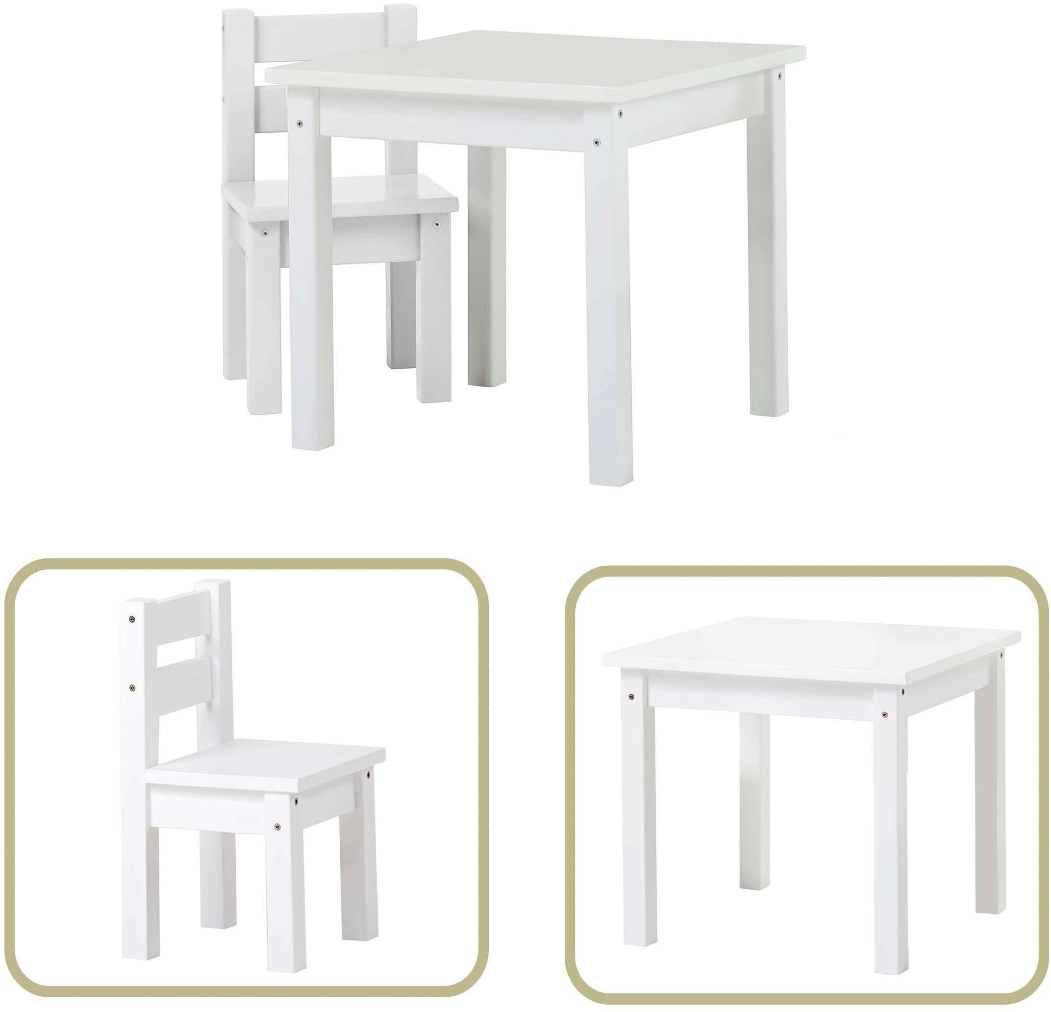 Hoppekids Kindersitzgruppe MADS Kindersitzgruppe, (Set, 2-tlg., 1 Tisch, 1 Stuhl), in vielen Farben, mit einem Stuhl weiß