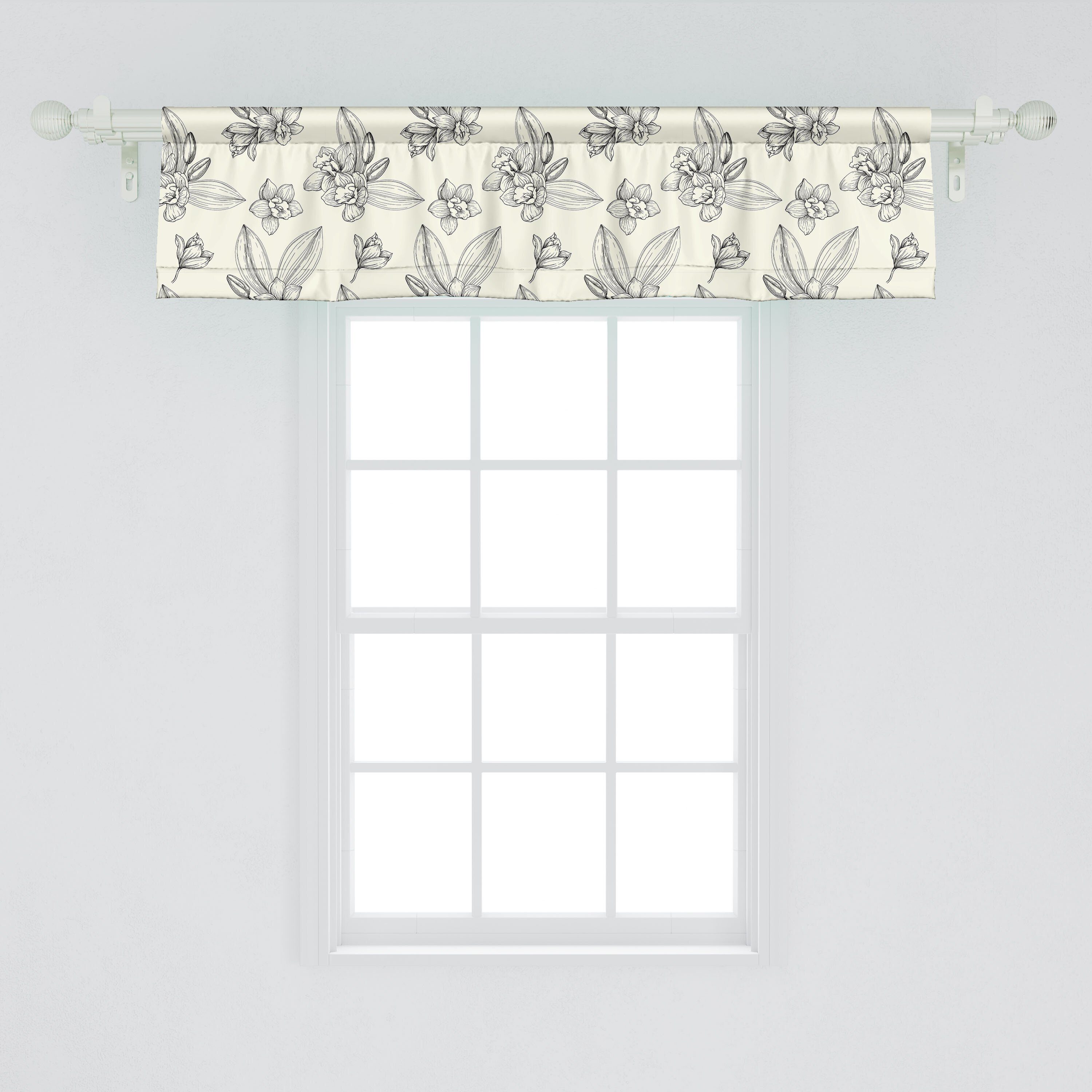 Scheibengardine Vorhang Volant für Blumen Abakuhaus, Orchideen mit Microfaser, romantische Vintage Stangentasche, Dekor Küche Schlafzimmer