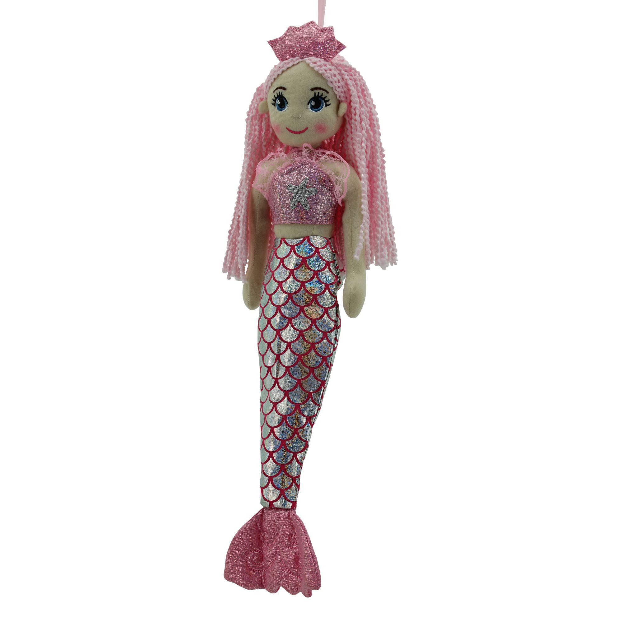 Sweety-Toys Meerjungfrauenpuppe Stoffpuppe Meerjungfrau pink 45 cm – weiche Kinderpuppe