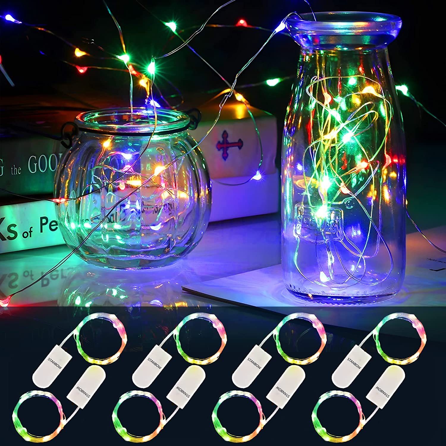 Nettlife LED-Lichterkette 8er Pack Batterie Lichterkette 2M 20 Led mehrfarbig, Weihnachtsdekoration