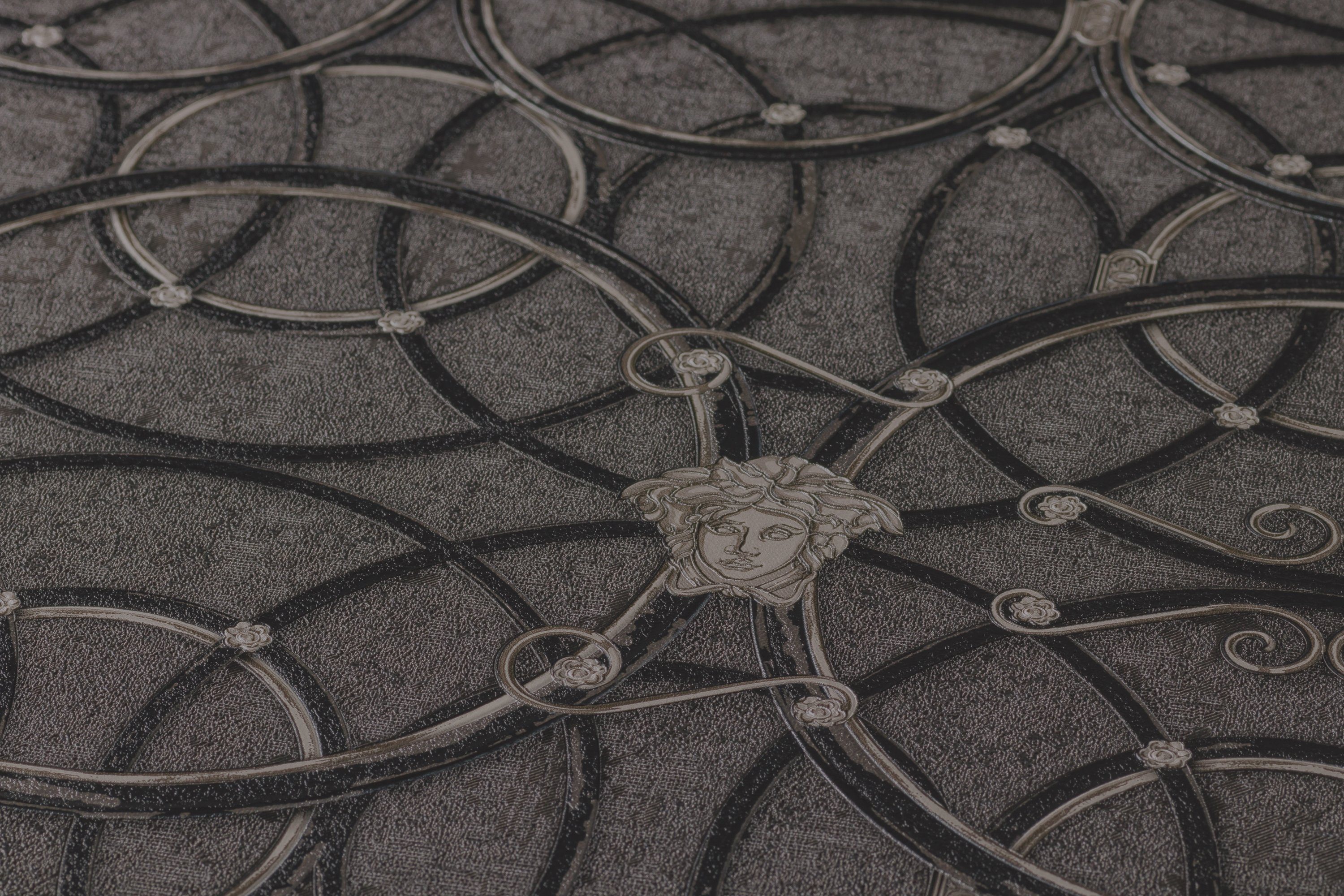 Versace Vliestapete Versace wallpaper Versace 4, Barock Tapete, silber, schwarz 370494