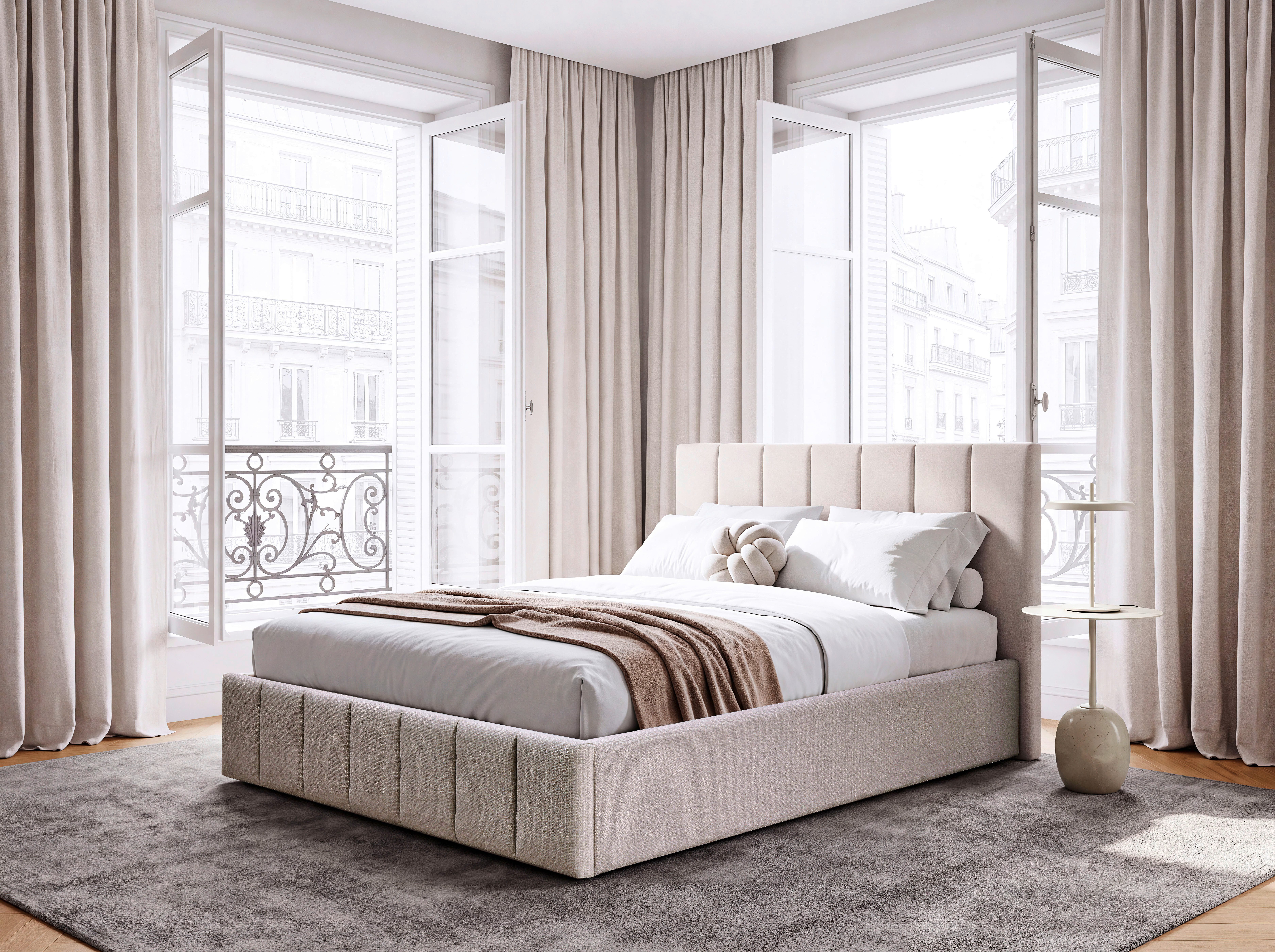 Home affaire Polsterbett MANTEIGAS, Familienbett mit hochwertigem Strukturstoff, Liegefläche 120x200 und 240x200 cm