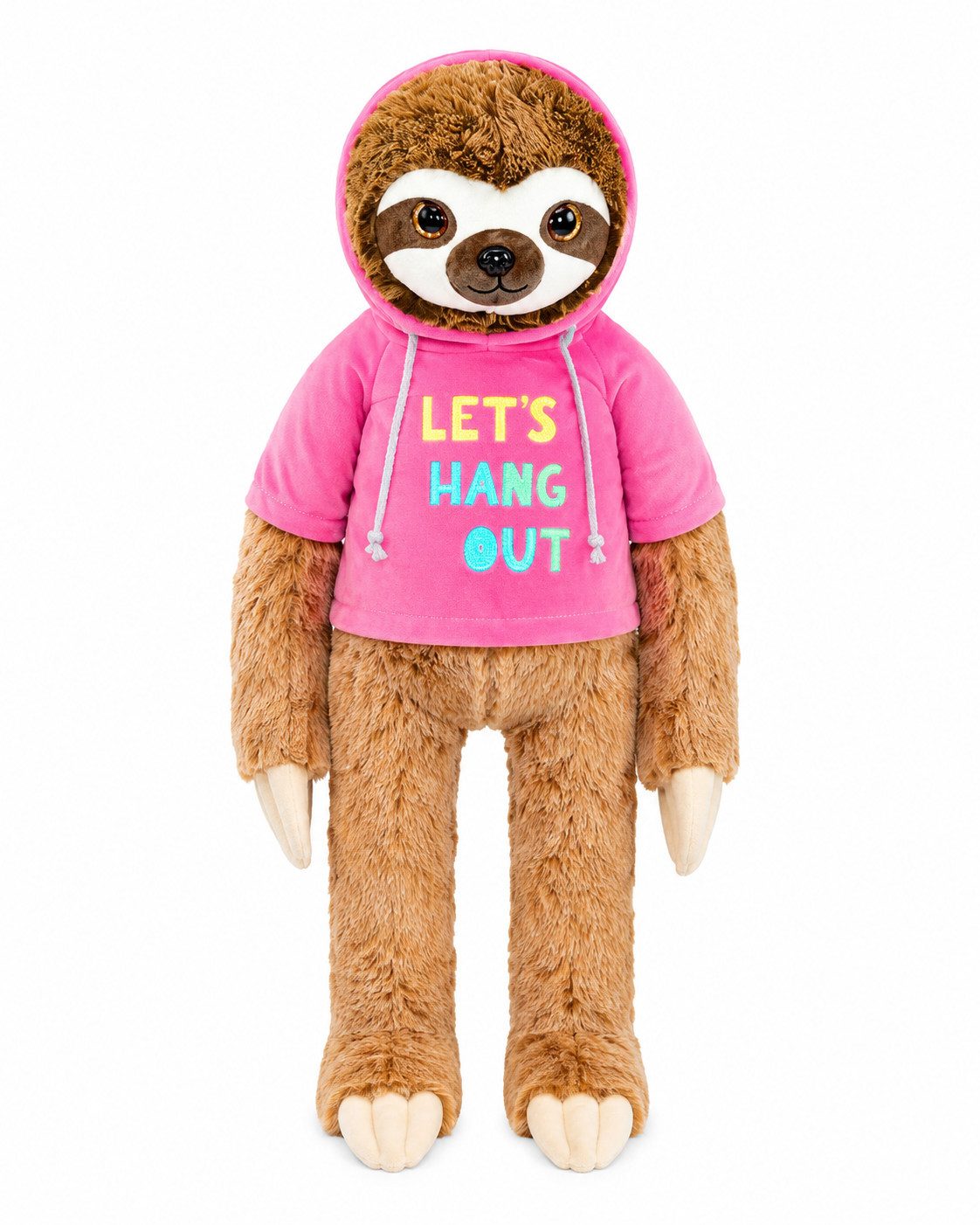 soma Kuscheltier Faultier Kuscheltier XXL 85cm Plüschtier Plush Stofftier Hang Out Rosa (Set, 1-St., Geschenk-Set), Riesiges Faultier mit blauem „Chill“-Hoodie zum Kuscheln & Verschenken