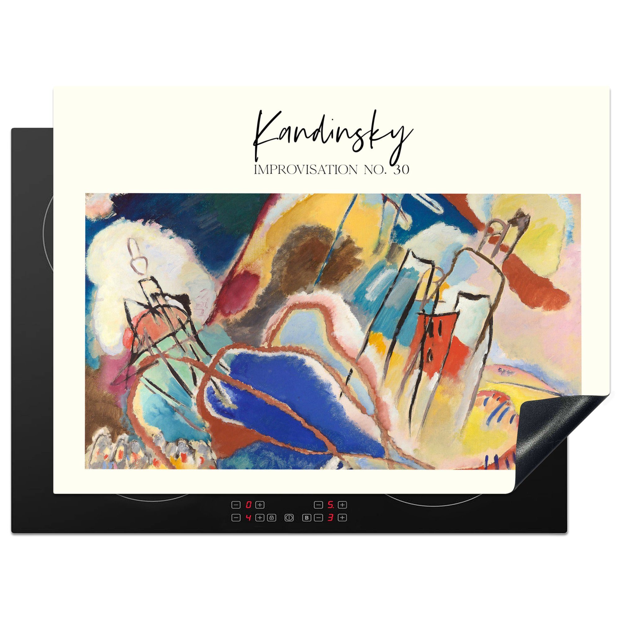 MuchoWow Herdblende-/Abdeckplatte Improvisation Nr. 30 - Wassily Kandinsky, Vinyl, (1 tlg), 70x52 cm, Mobile Arbeitsfläche nutzbar, Ceranfeldabdeckung
