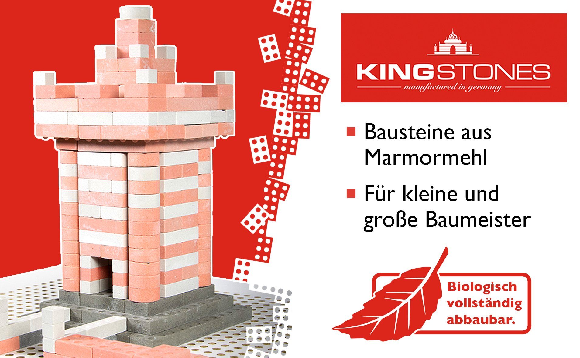 PhoneNatic KINGSTONES Ergänzungskasten- Steinbaukasten aus Marmormehl Spielbausteine, (Ergänzungskasten Gemischt), Made in Germany