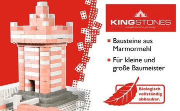 PhoneNatic Spielbausteine KINGSTONES Basisbox - Steinbaukasten aus Marmormehl, (Basisbox M, 260 St., 260 Steine), Made in Germany