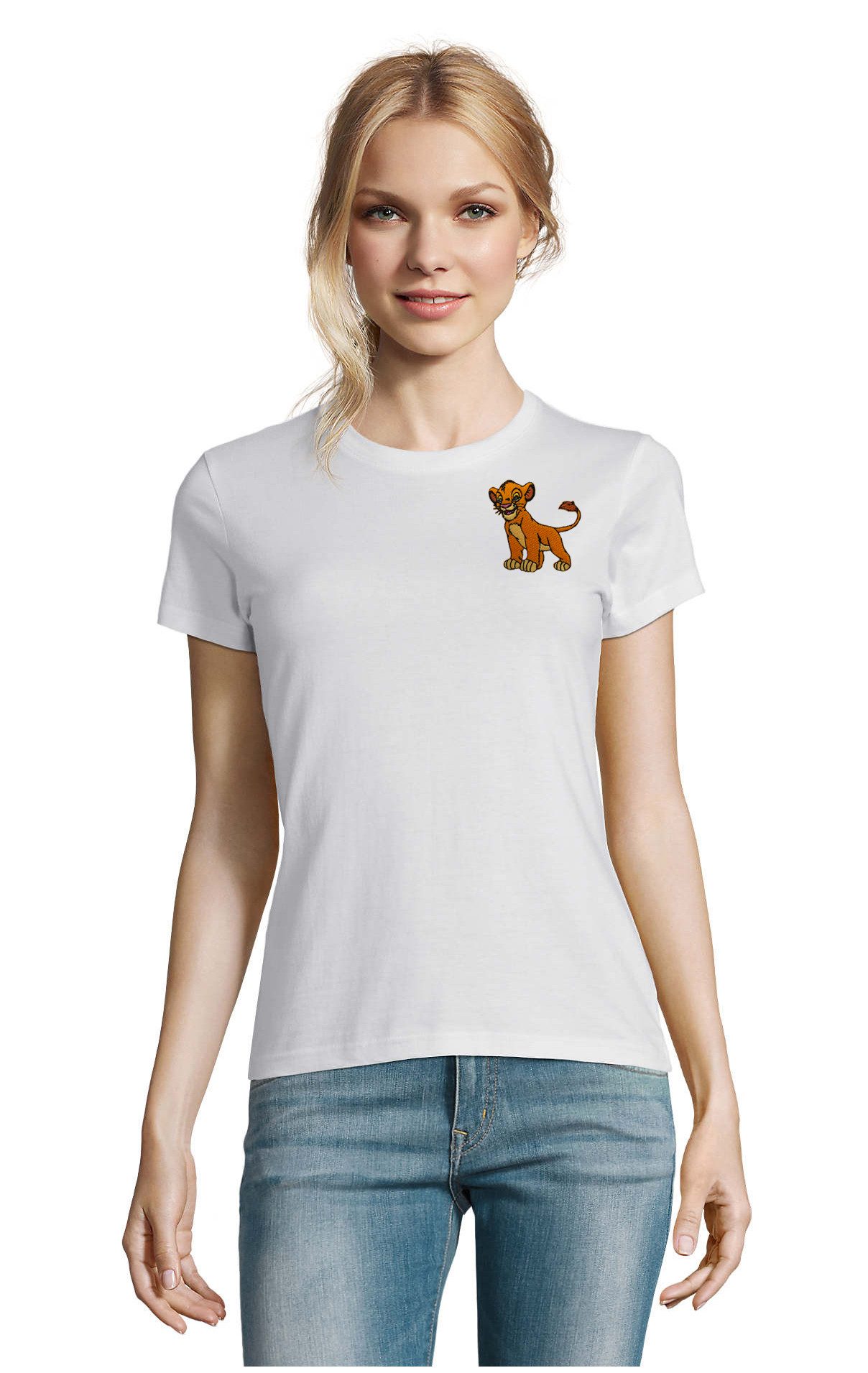 Blondie & Brownie Simba König Löwen Patch Shirt Retro Kino Vintage Löwe Sahara Damen Tee (Einzelset, Einzelartikel) SavannenKönig Simba Patch Tee Deluxe