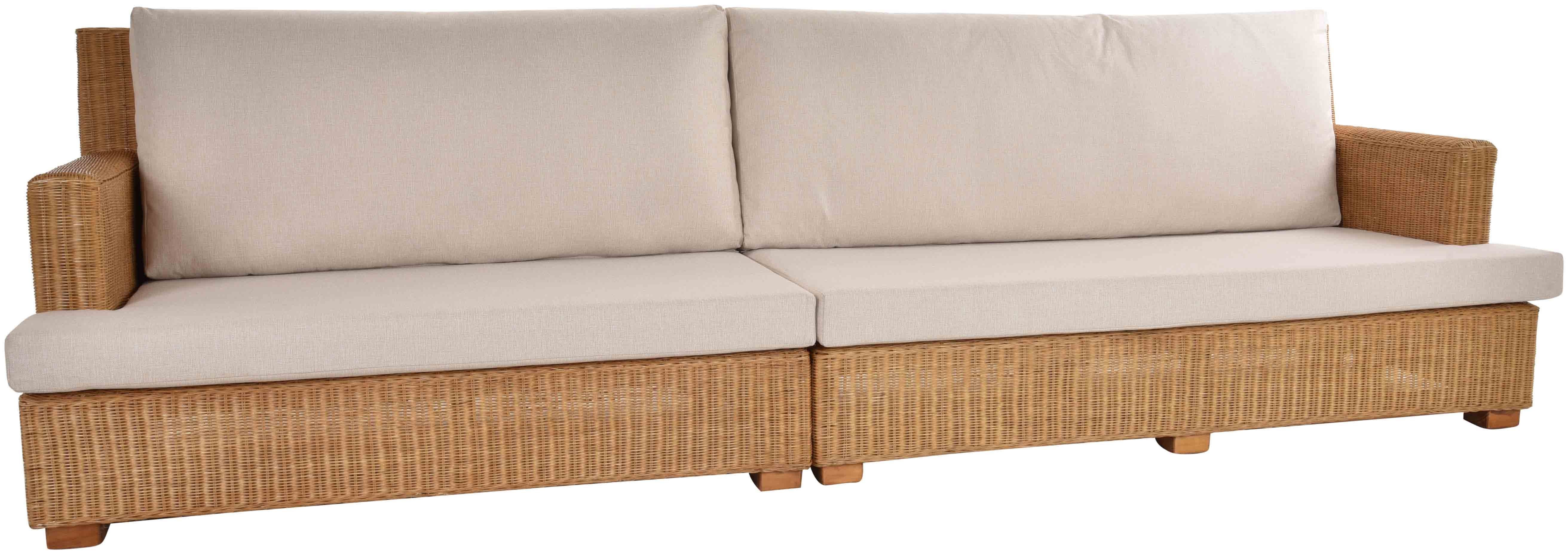 Loungesofa Rattan Loungesofa 2-teilig Rattansofa gerade Lounge Wohnzimmersofa