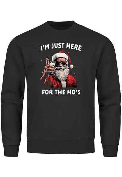 MoonWorks Sweatshirt Sweatshirt Herren Weihnachten Spruch I`m just here for the Ho's Weihna
