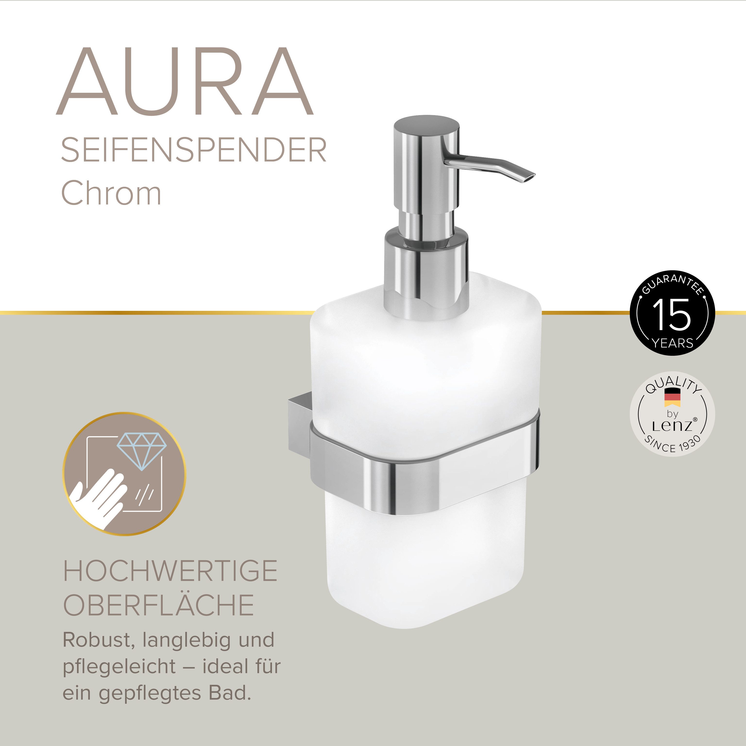 Lenz Seifenspender AURA, kleben oder bohren, Nachfüllbar, Tropffrei