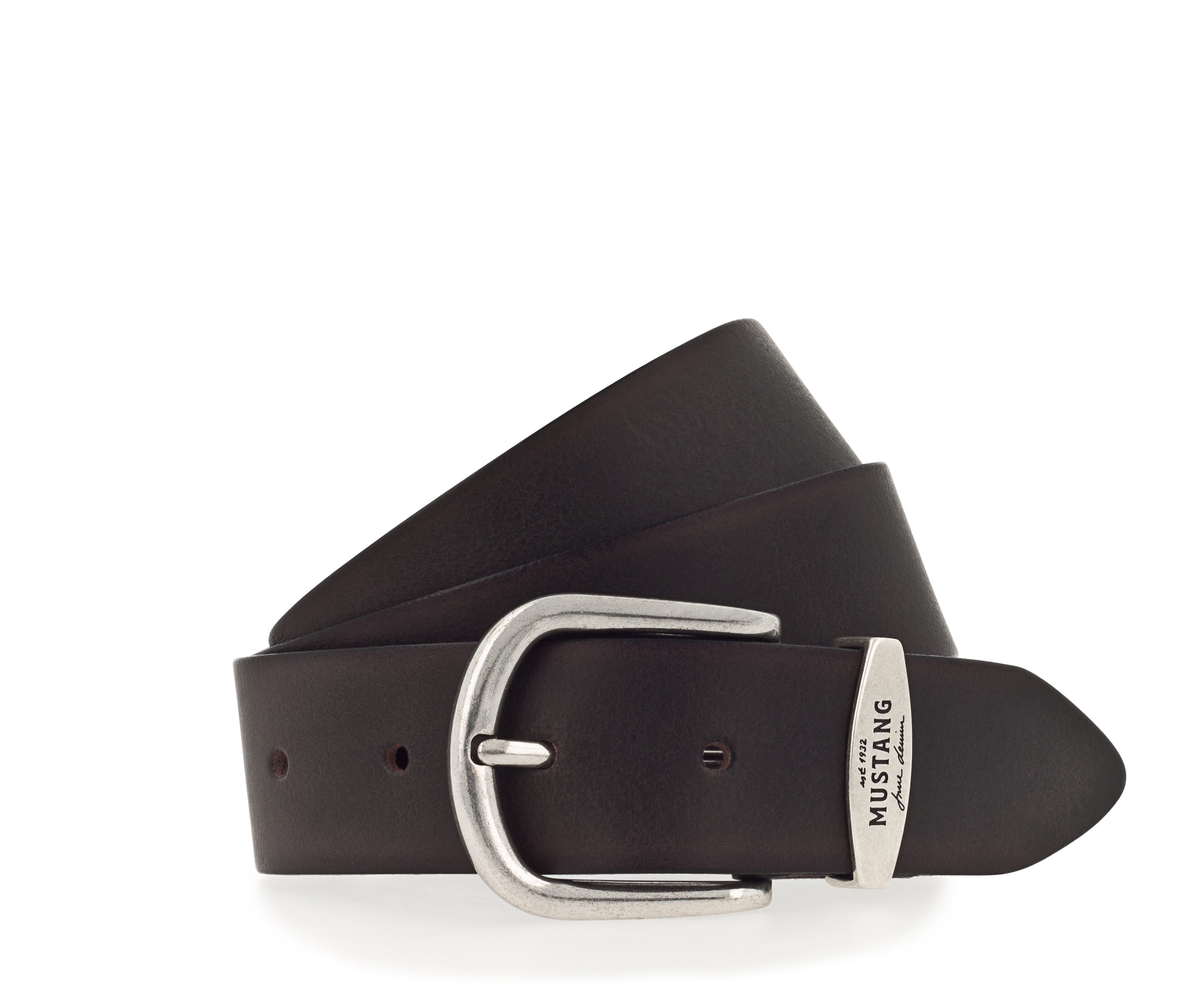 MUSTANG Ledergürtel Damen-Gürtel mit Logo-Schriftzug auf der Schlaufe günstig online kaufen