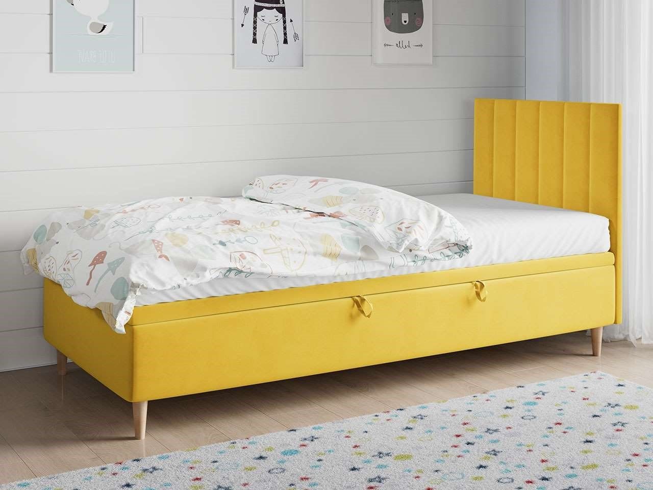 MKS MÖBEL Kinderbett Polsterbetten - NELA Gelb für Kinderzimmer 90x200 1, und Jugendzimmer