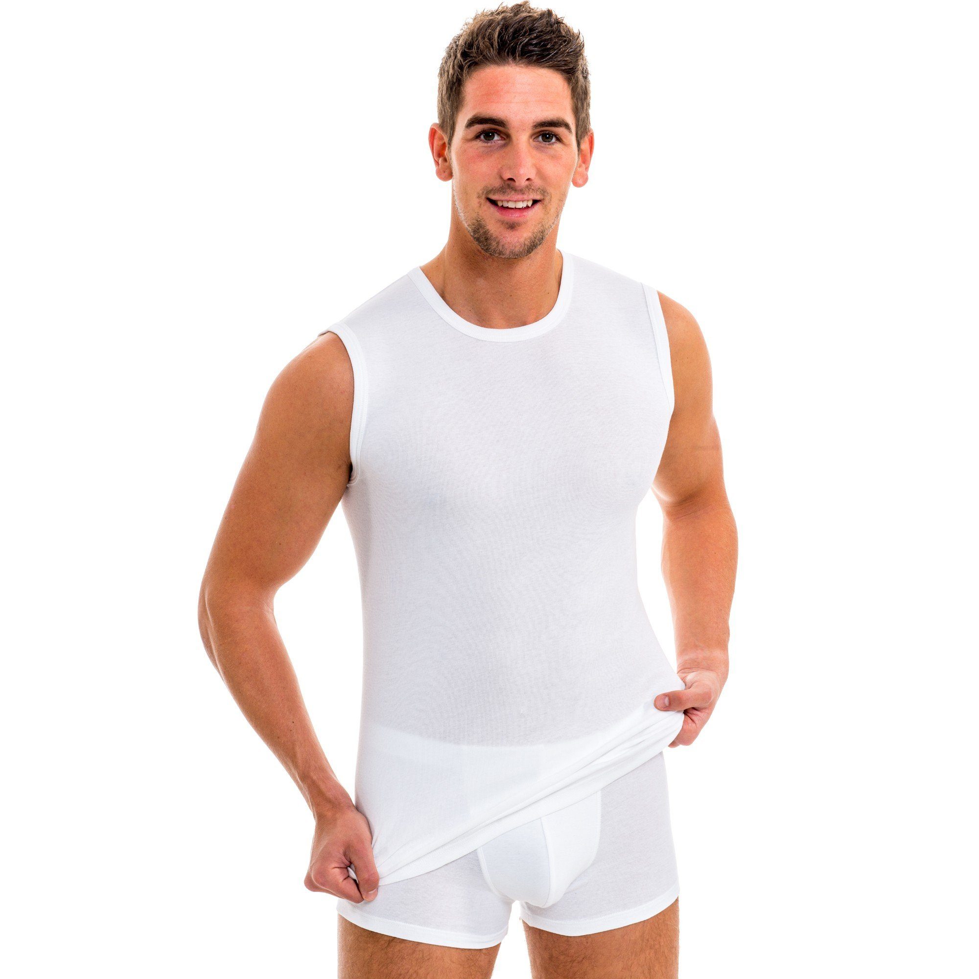HERMKO Unterhemd 3040 (Pack, 3er) 100 % BioBaumwolle Tank Top Muskelshirt Rundhals-Ausschnitt