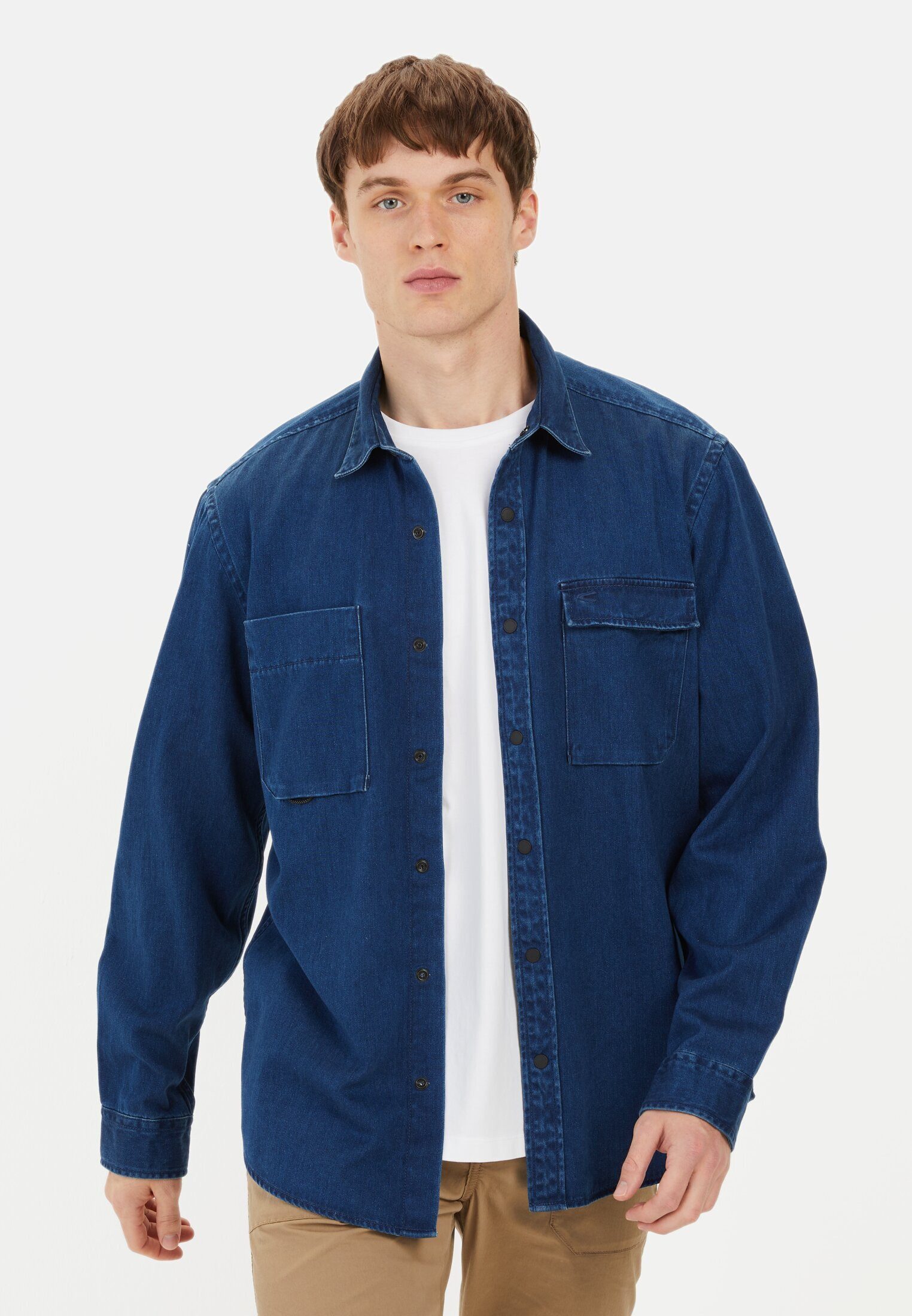 camel active Langarmhemd aus reiner Baumwolle Langarm Kentkragen Kentkragen günstig online kaufen