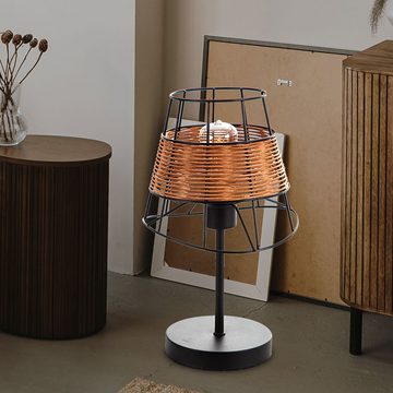 etc-shop Tischleuchte, Leuchtmittel nicht inklusive, Tischleuchte Lampe Beistelllampe Käfig-Design Grasgeflecht