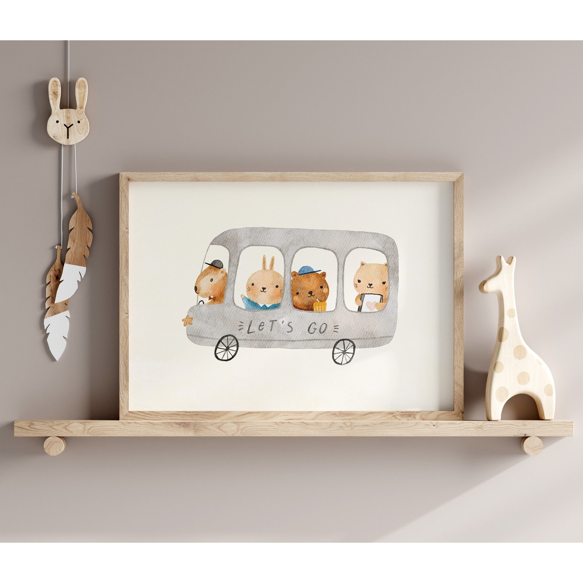 MeinBaby123® Poster Bilder Kinderzimmer, Poster Kinderzimmer Deko, Süße Tiere, Babyzimmer, Tiere Wandbilder,  Boho,  Sprüche