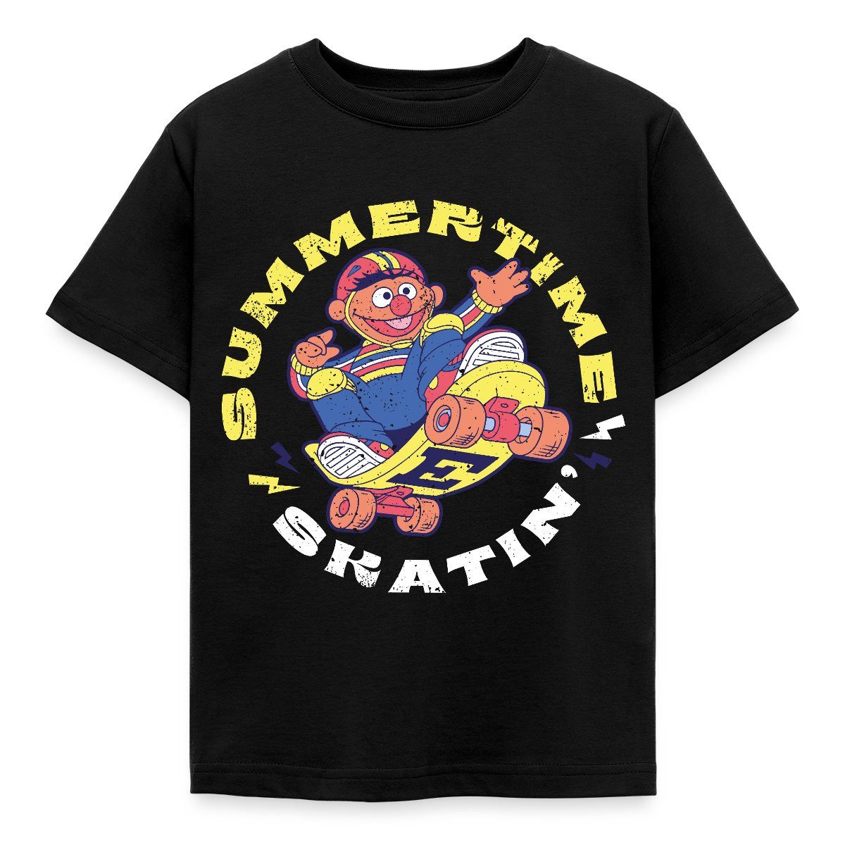 Spreadshirt T-Shirt Sesamstraße Ernie Summer Time Skatin' Skate Design Kinder T-Shirt (1-tlg)