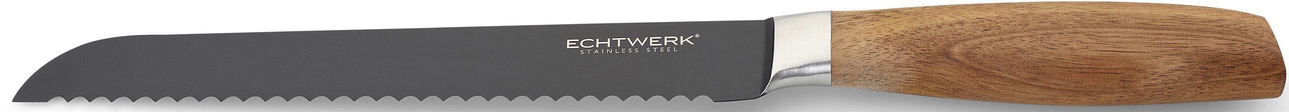ECHTWERK Brotmesser Classic, aus hochwertigem Stahl, Akazienholzgriff, Black-Edition, 20 cm