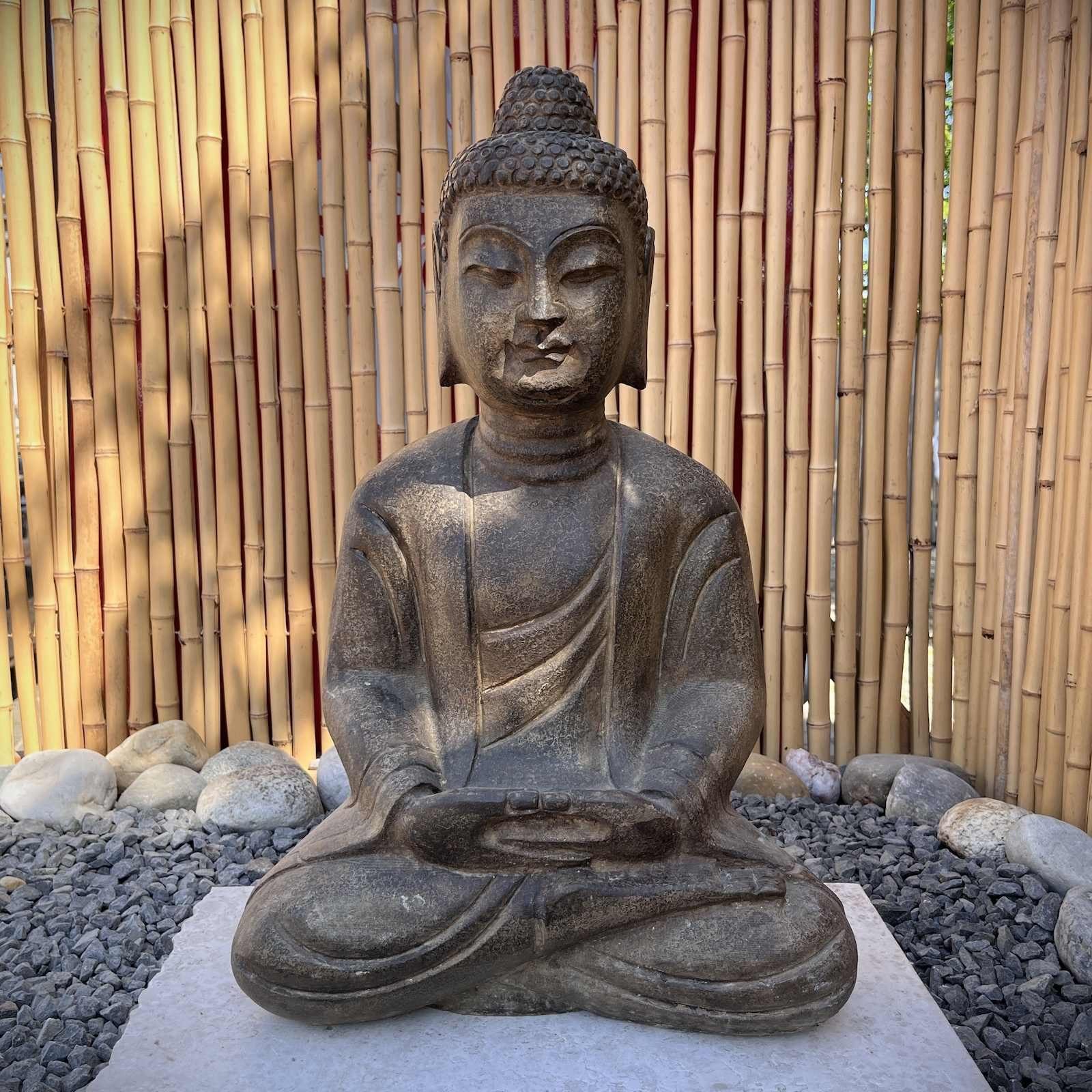 Asien Garten Feng Shui Gartenfigur Steinfigur "Buddha" Gartendeko Skulptur 