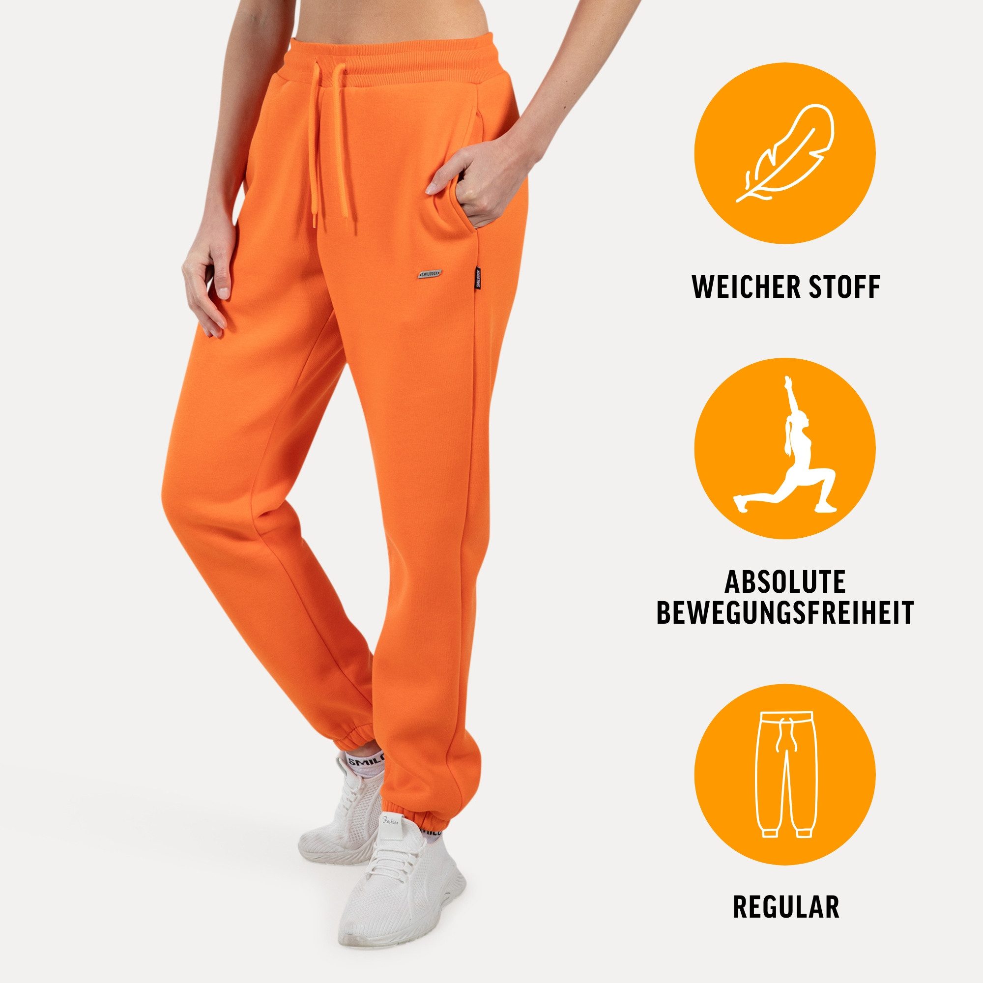 Smilodox Jogginghose Laurena, Regular Fit Sweathose mit Kordelzug am Bund, Metallabel angenehmes Material Bündchen an Beinabschlüssen Sport Alltag Fitness