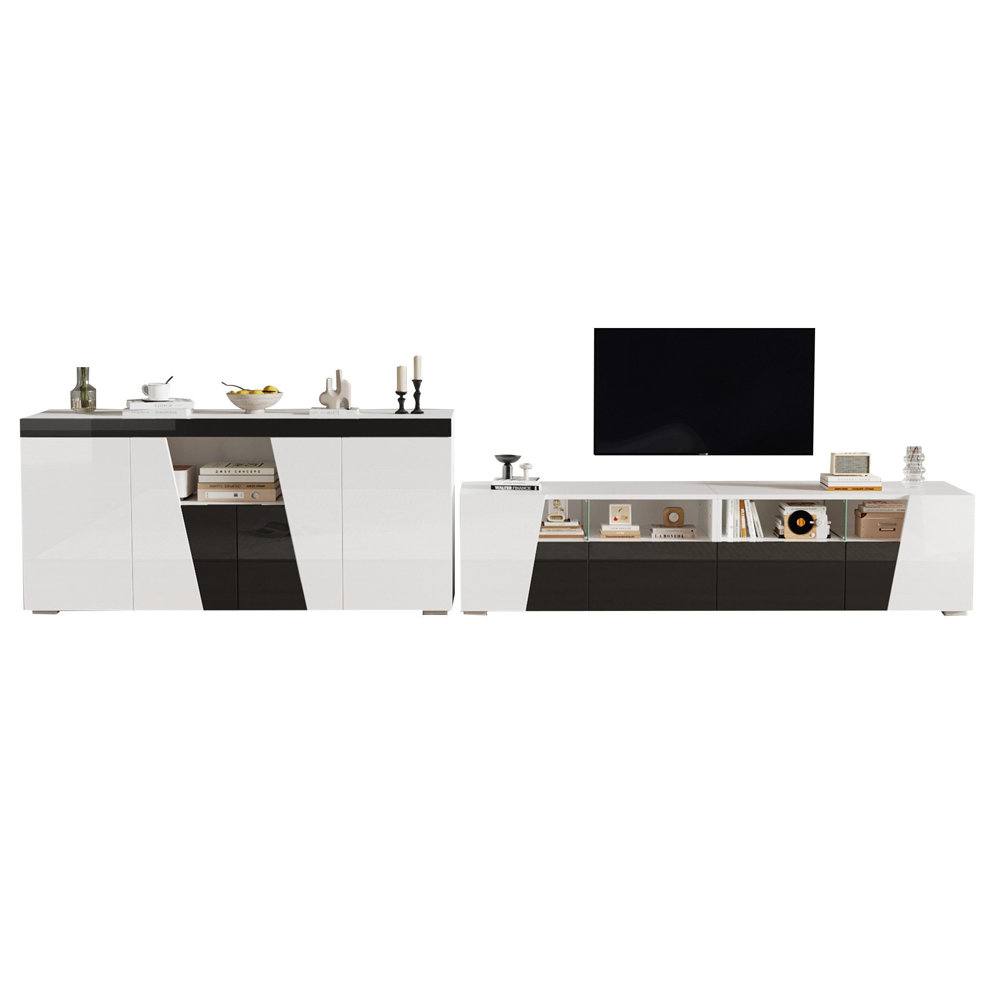 ANYSUN TV-Schrank TV-Schrank 2-teiliges Set in mit TV-Ständer u'nd Schränkenn 2 Teile (Set, 2er set) Breite 140 cm